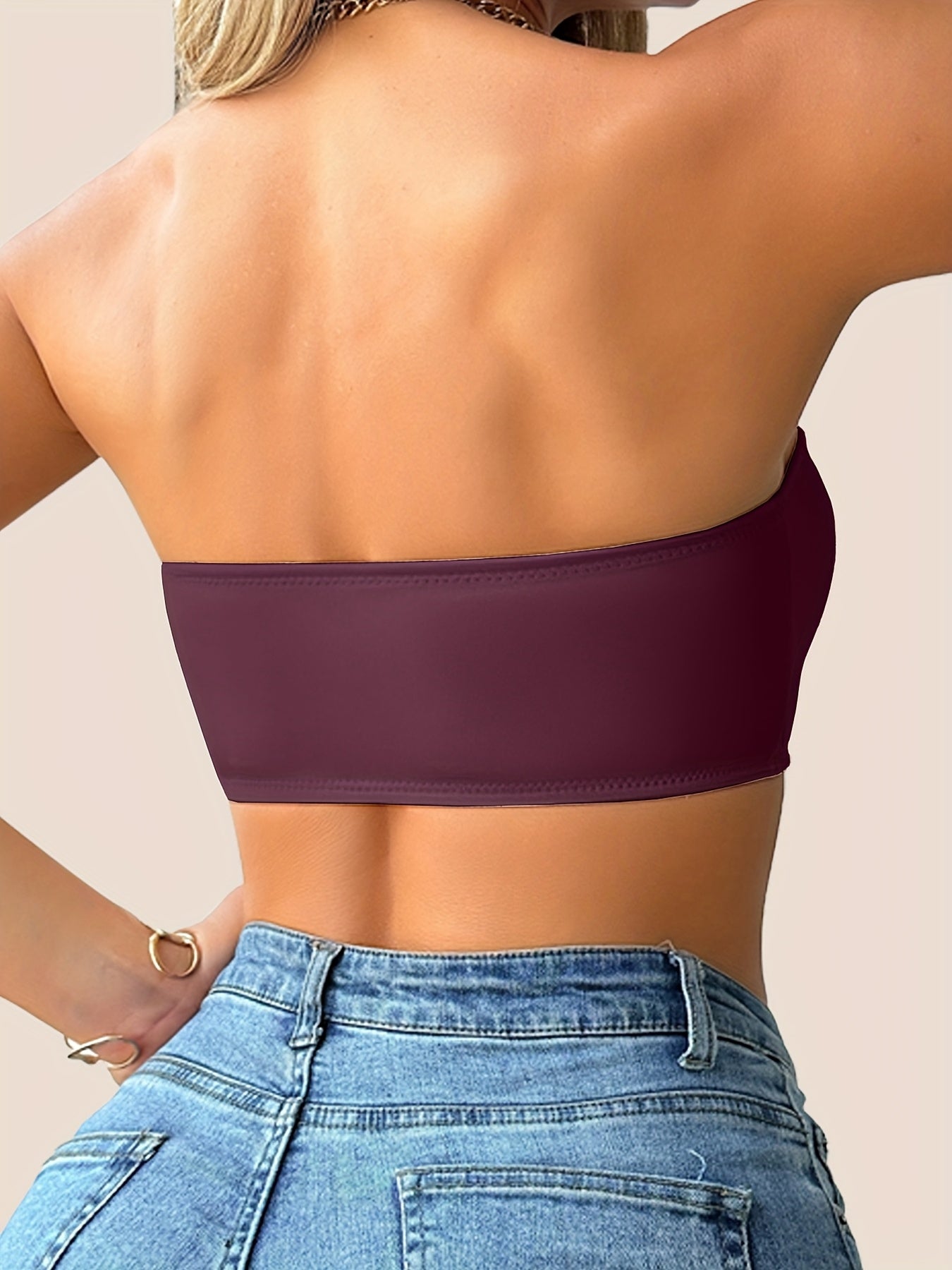 3pcs, Spring and Summer Style, Strapless, No Underwire, Front Closure, Removable Pads, Soft, Breathable, Comfortable, Anti-Displacement