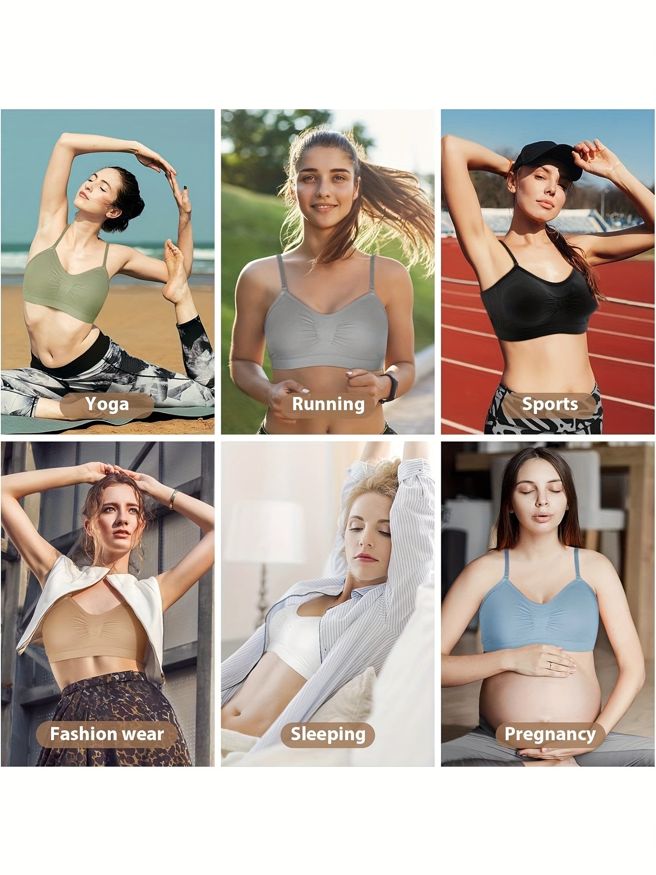 4pcs V Neck Padded Bralette Cami Bra Wireless Tank Top Bra Sports Bra with Adjustable Straps