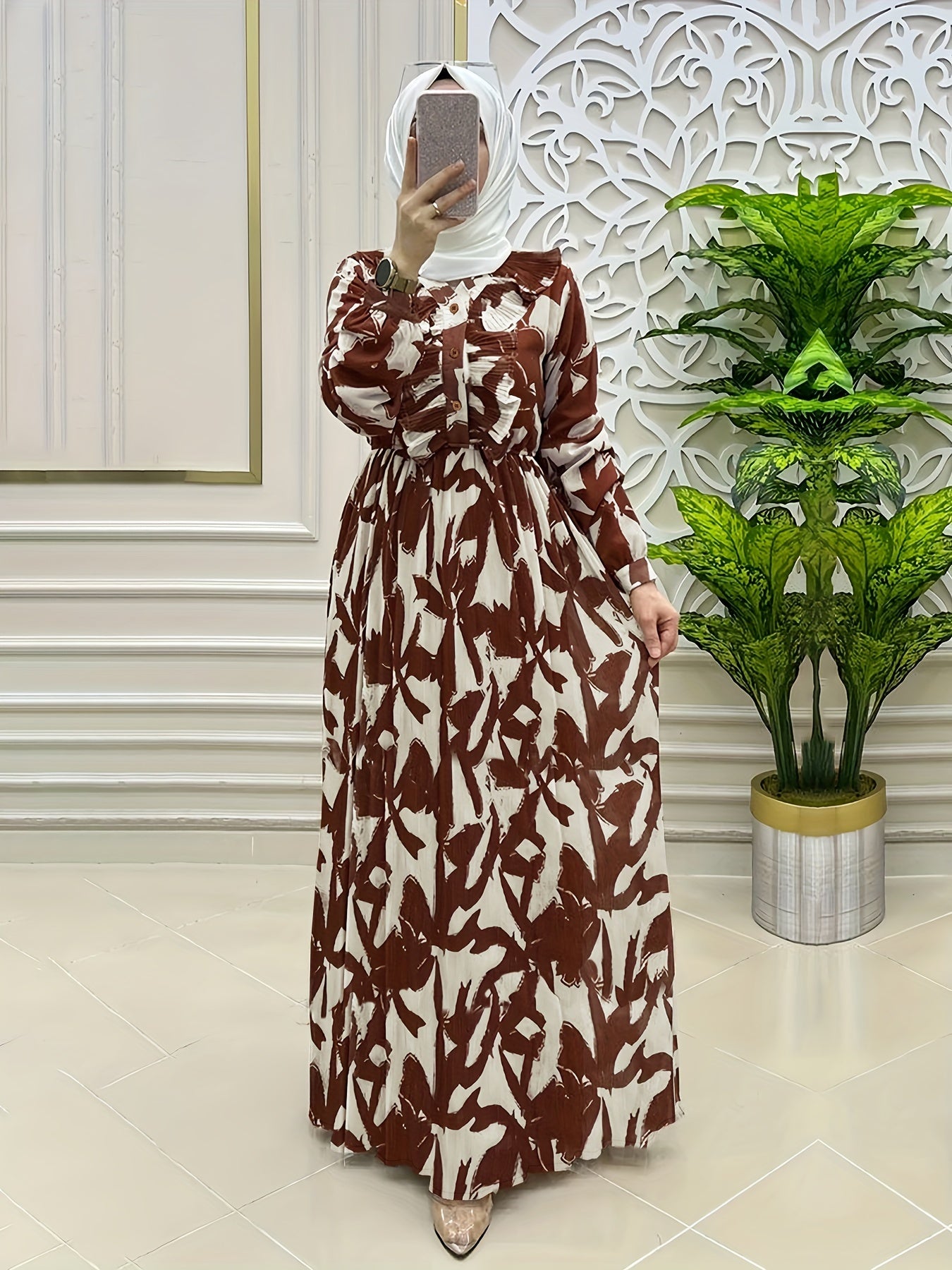 Women's Middle Eastern Muslim Print Long Dress