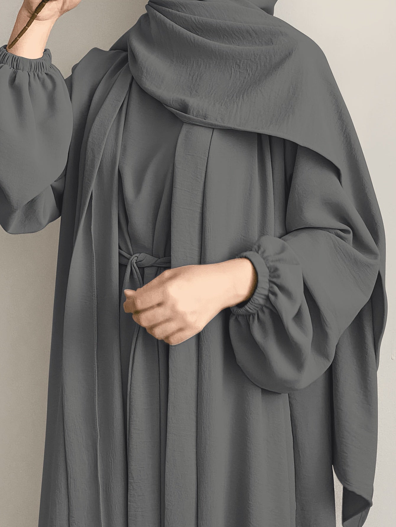 One set of sleeveless innerwear and outerwear combination in solid color, Elegant Casual polyester (polyester CEY breathable fabric) Muslim abaya for spring/summer/fall, does not include headscarf!