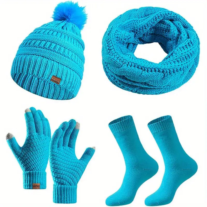 Women’s Winter Warmth Set – Hat, Scarf, Gloves & Socks