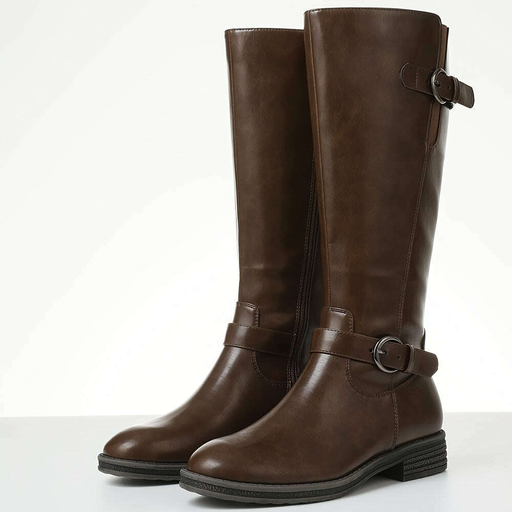 Thick Heel High Top Riding Boots