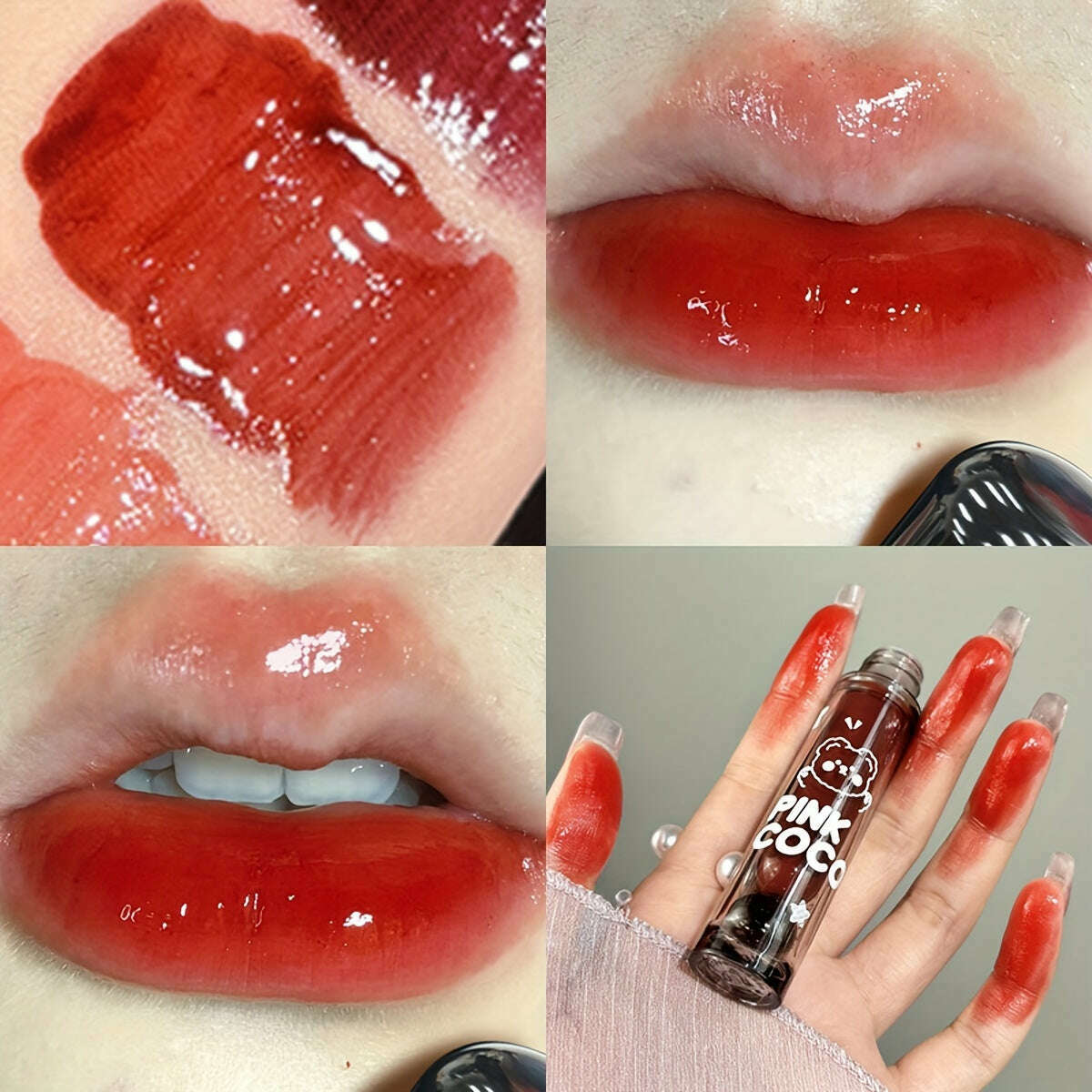 Bear Dudu Mirror Lip Glaze: Non-Fading, Whitening, Glossy Finish
