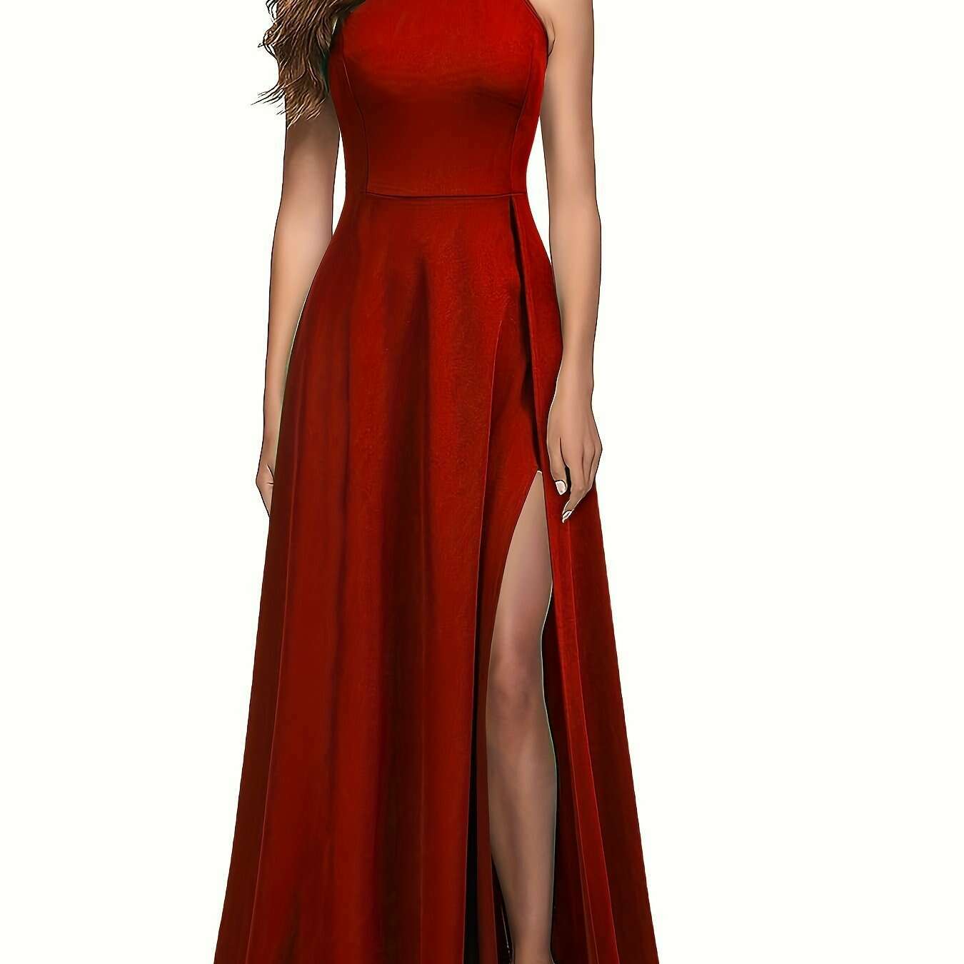 Solid Color Sleeveless Maxi Dress with Mock Neck & Split Detail - D&M Boutique