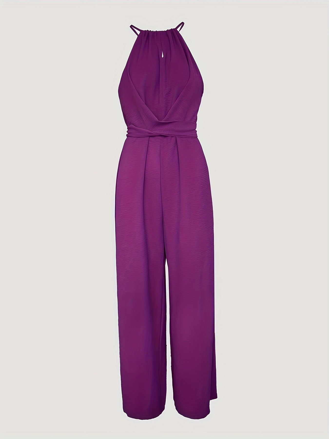 Women'S Halter Sleeveless Lace-up Jumpsuit Casual Waist Ruched Loose Fit Romper
