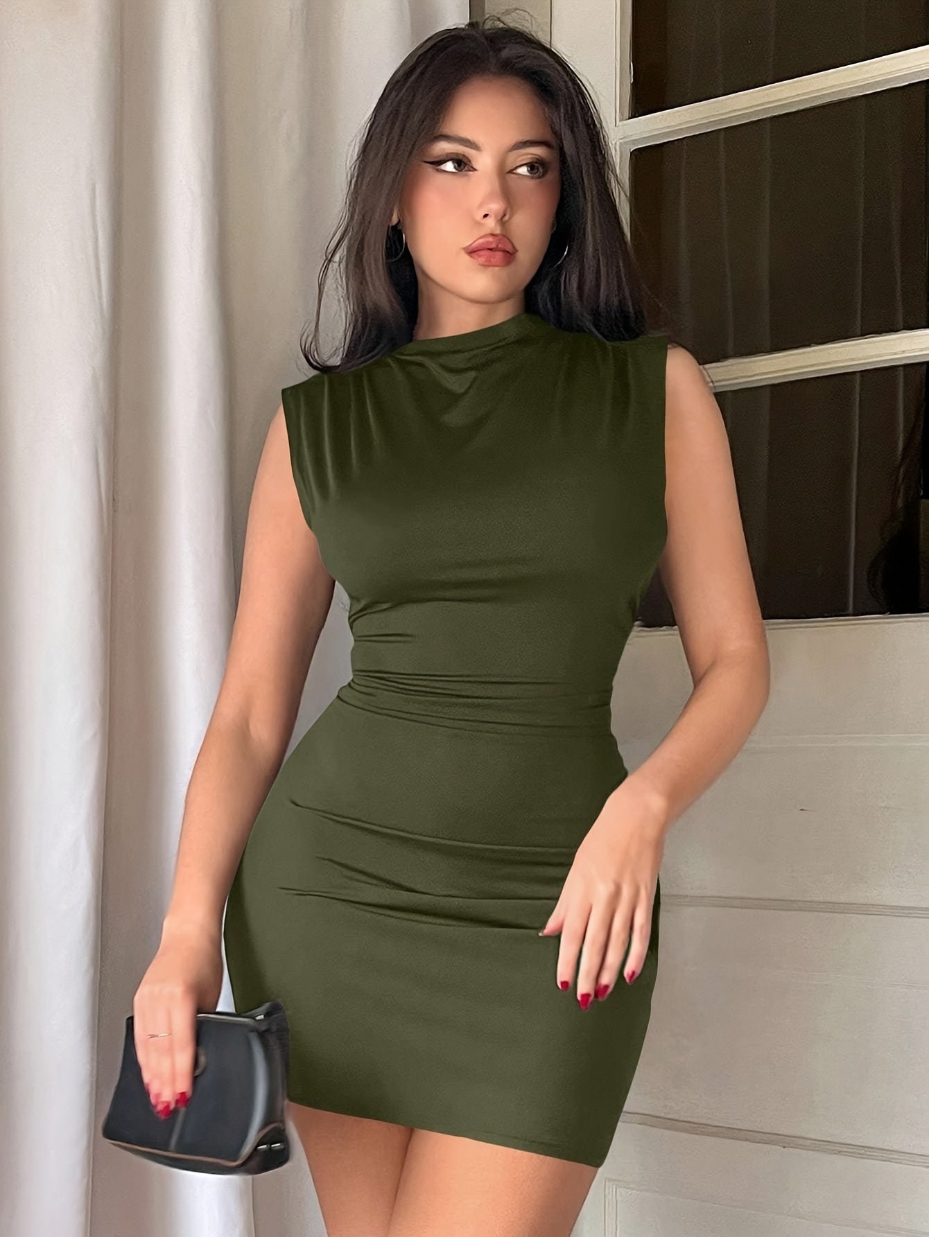 Women'S Sexy Tank Ruched Bodycon Dress Summer Sleeveless Elegant Cocktail Club Party Mini Dresses