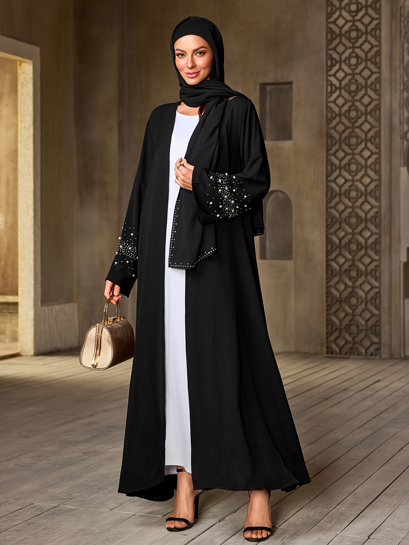 Women's Elegant Islamic Abaya Robe - Long Muslim Wedding & Everyday Prayer Dress with Headscarf, Formal/Informal Islamic Clothing, Non-Transparent Full Coverage, Hand Washable Religious Attire, Muslim Dress, Formal Event Atti