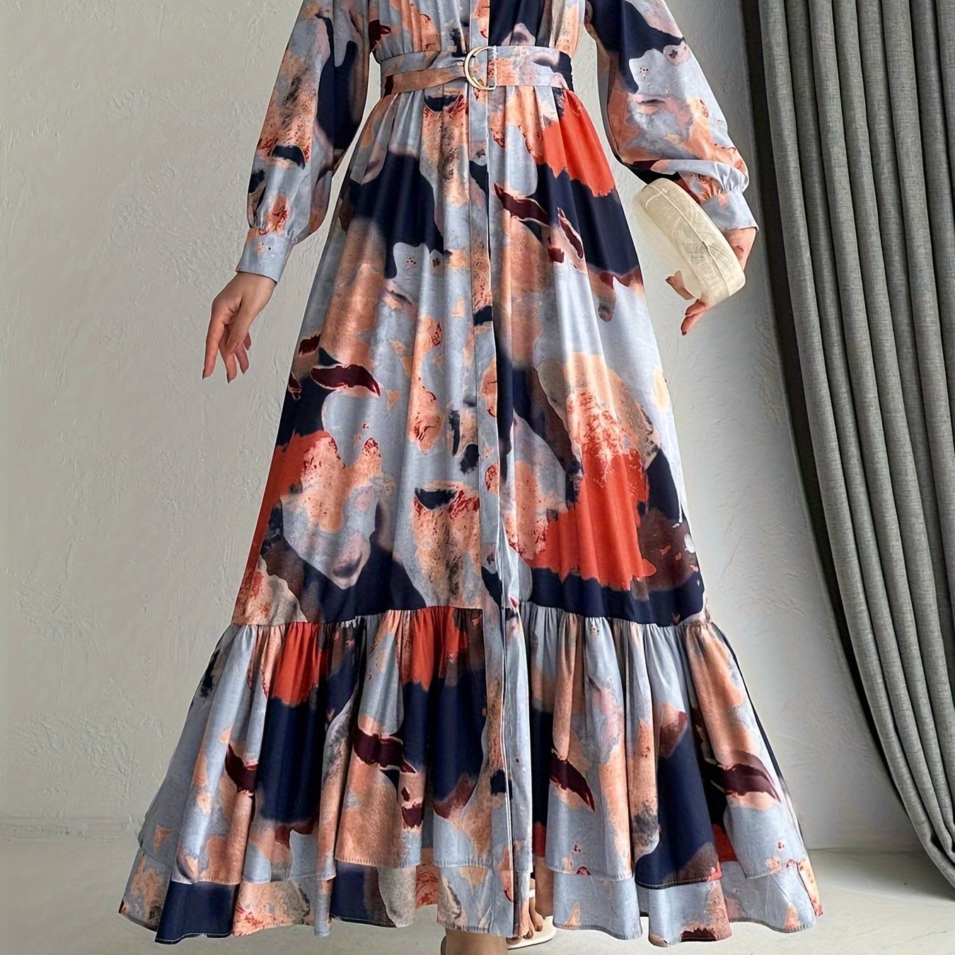 Women's Middle Eastern Muslim Temperament Printed Long Dress