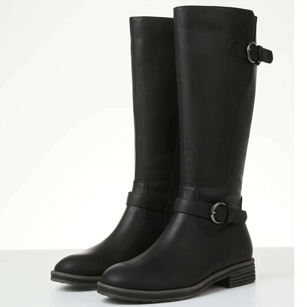 Thick Heel High Top Riding Boots