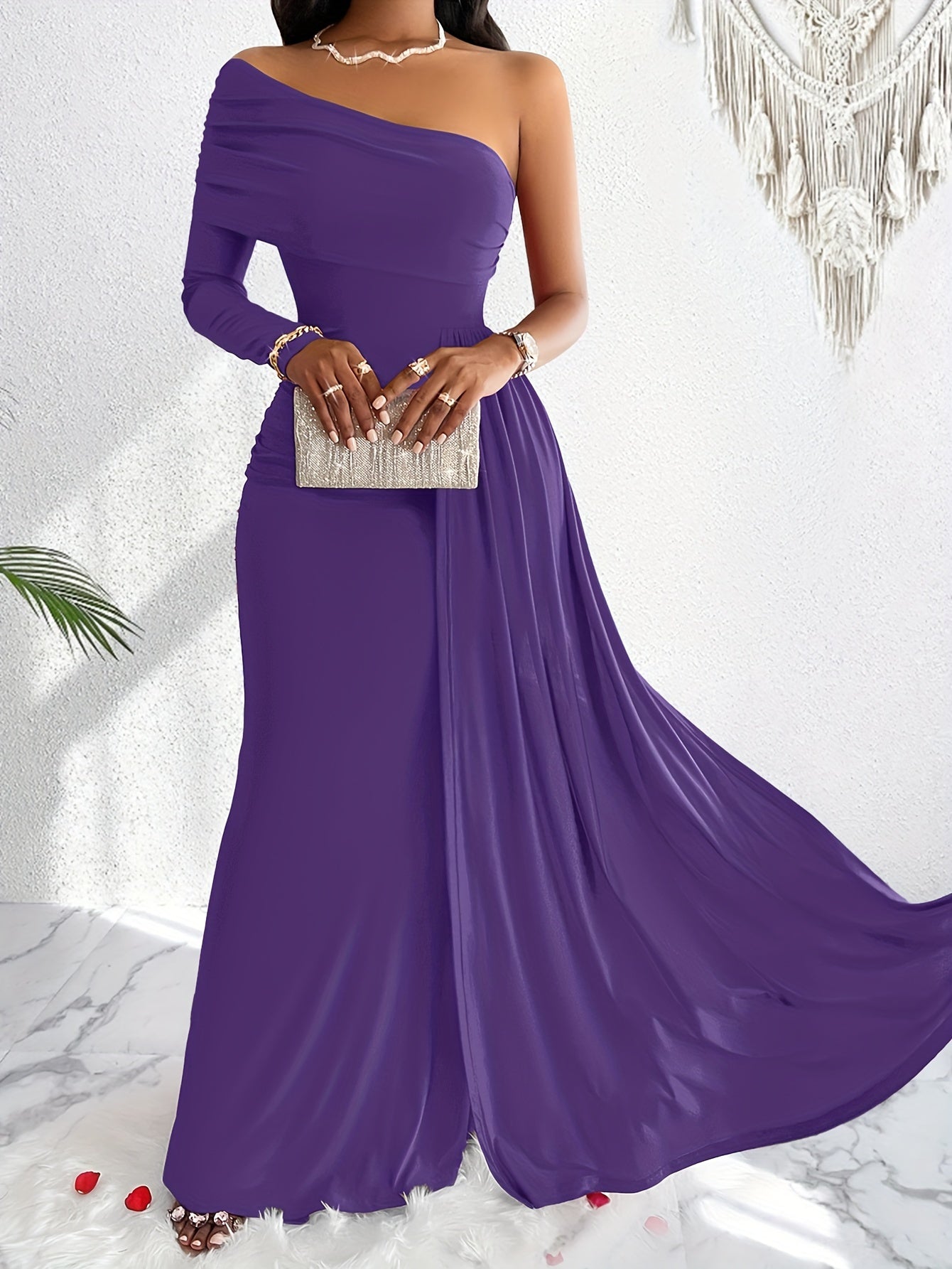 One-Shoulder Bodycon Swing Dress