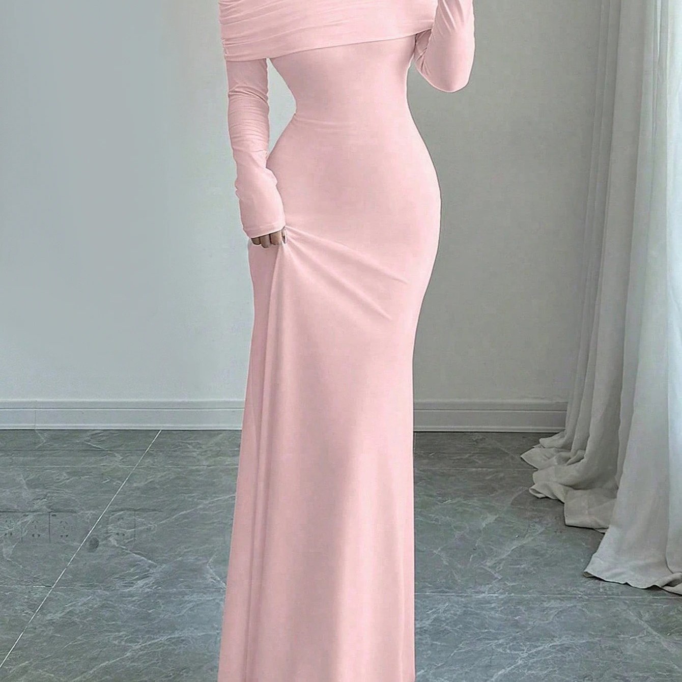 Women'S Elegant Off-Shoulder Long Sleeve Party dress - Formal to casual event gown, flatterning A-Line silhouette, Chic Evening & Everyday Outfits - Women'S Formal & Everyday Dresses, Dresses for Party, Evening Wear, Offshoul