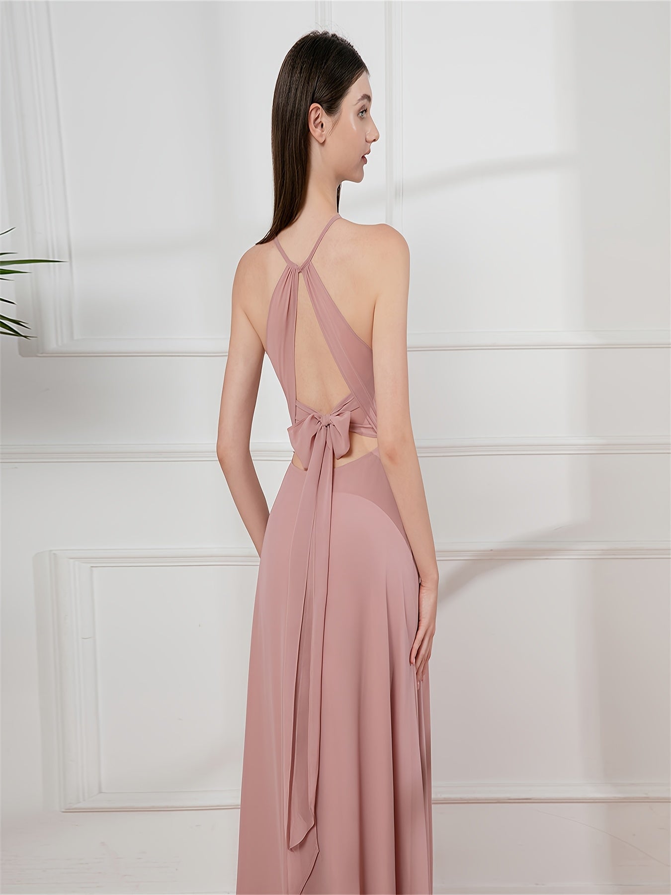 Elegant Special SH0006 Women'S Long Bridesmaid Dress - Asymmetrical One-Shoulder V-Neck with Flowing Skirt, Fitted Top & Flared Hem for Weddings, Prom, Formal Events, Wedding Dresses for Bride, Prom Gown, Sophisticated Design