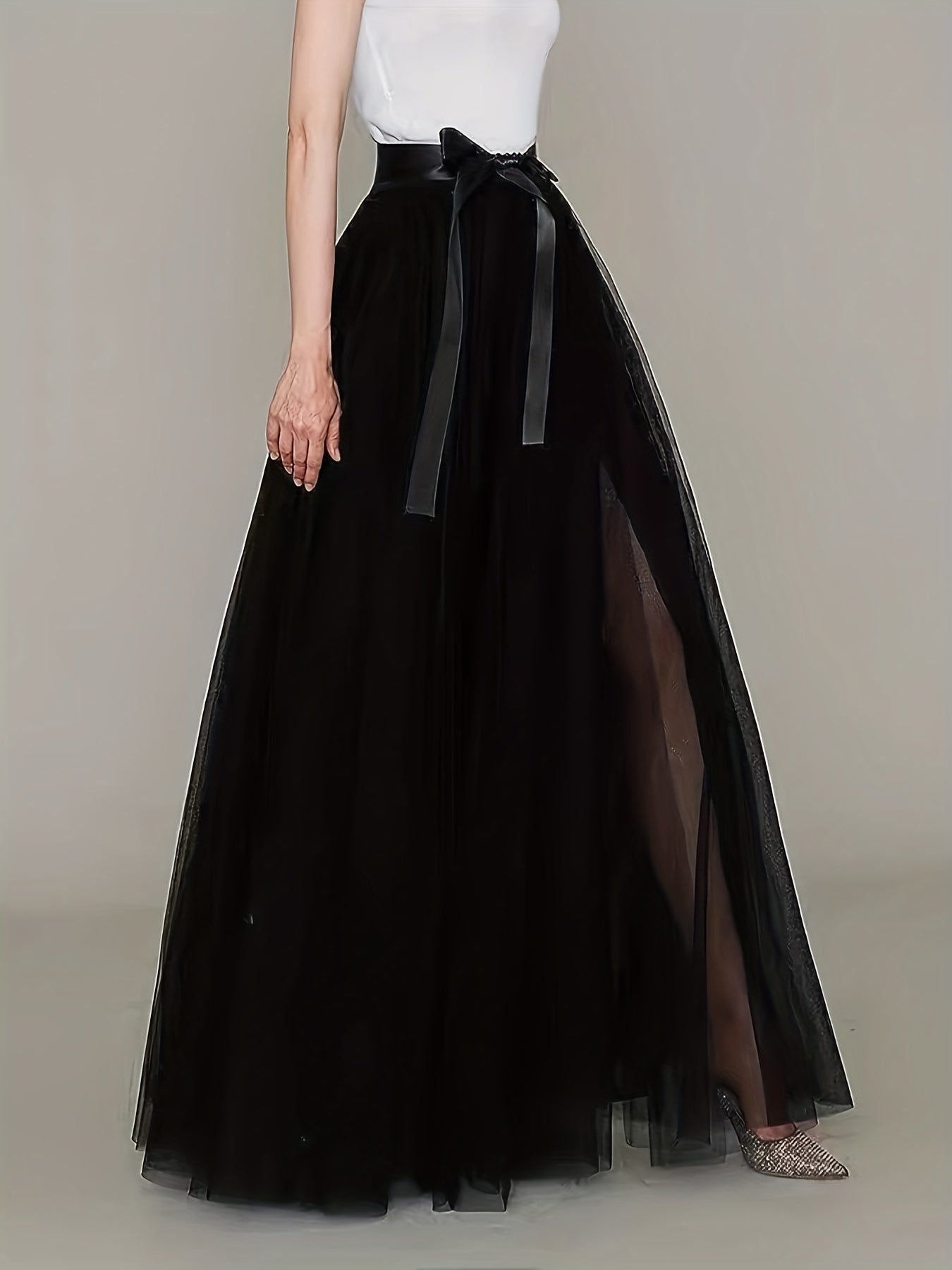 Women’s Elegant High-Waist Maxi Skirt – Tulle A-Line