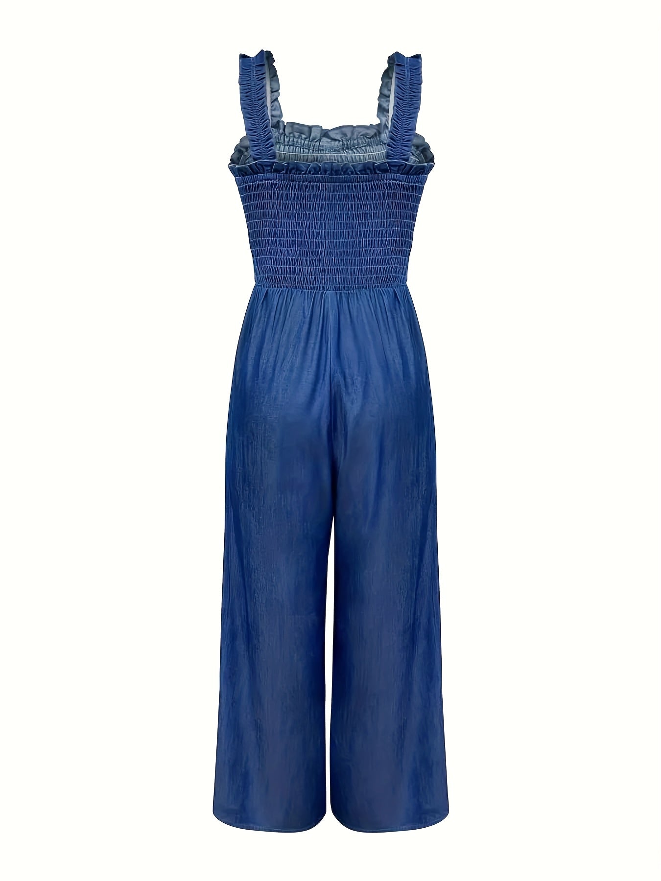 Women's One-piece Overalls Romper Smocked Front Wide Pants Jumpsuit