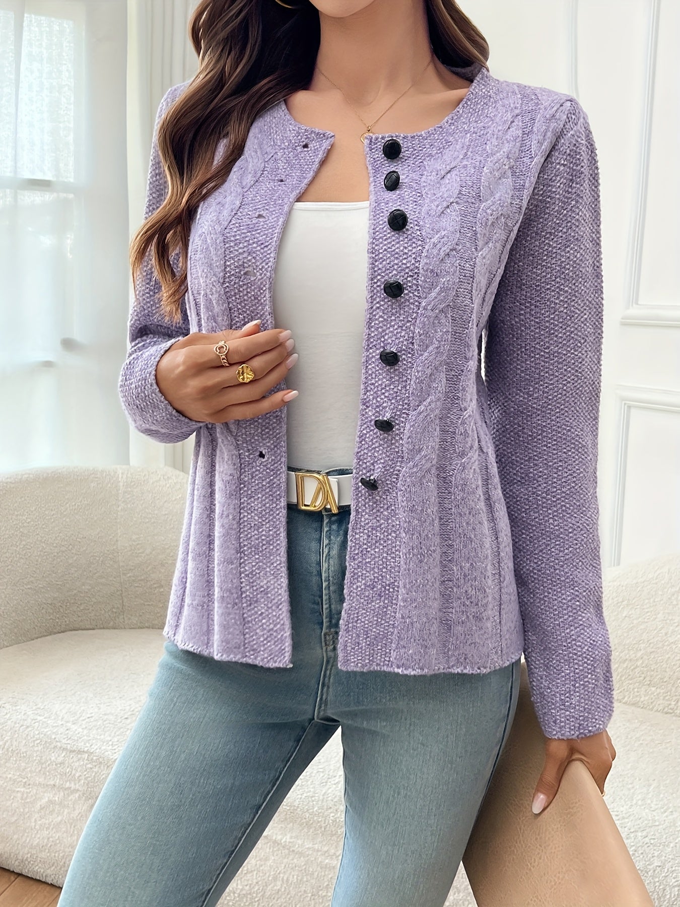 LUNE Front Button Cardigan – Casual Long Sleeve