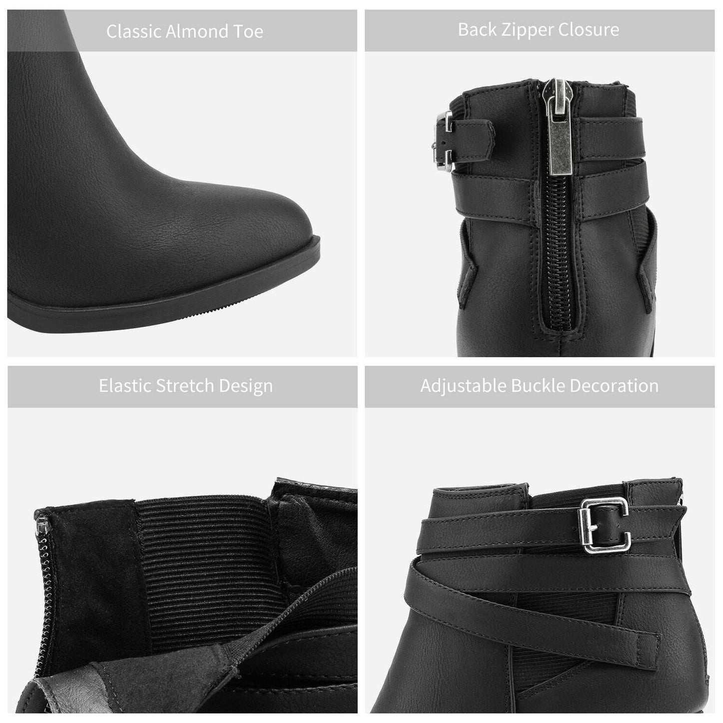 Women's Chunky High Heel Ankle Boots Close Toe Fall Heeled Booties Shoes, Autumn Winter Boots, fit spring, summer, autumn and winter