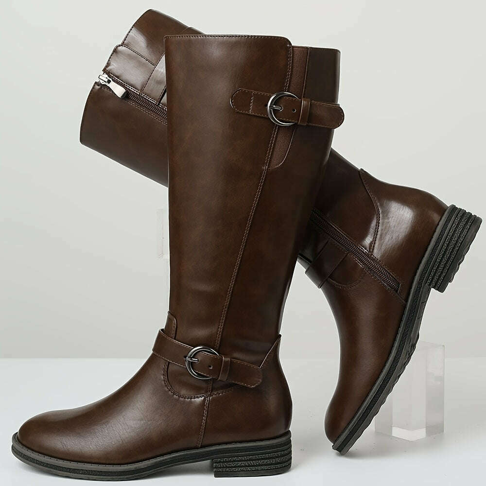 Thick Heel High Top Riding Boots