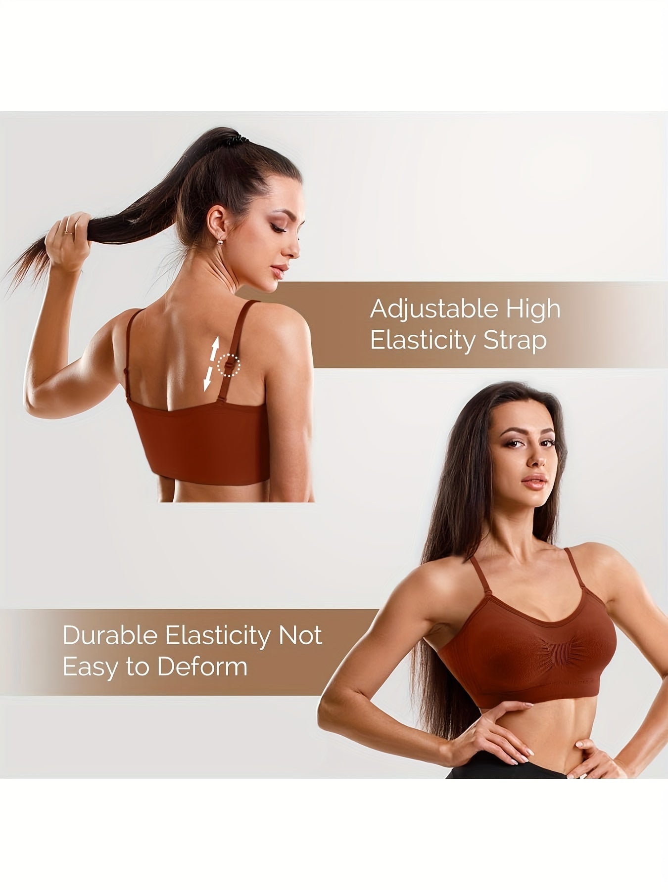 4pcs V Neck Padded Bralette Cami Bra Wireless Tank Top Bra Sports Bra with Adjustable Straps