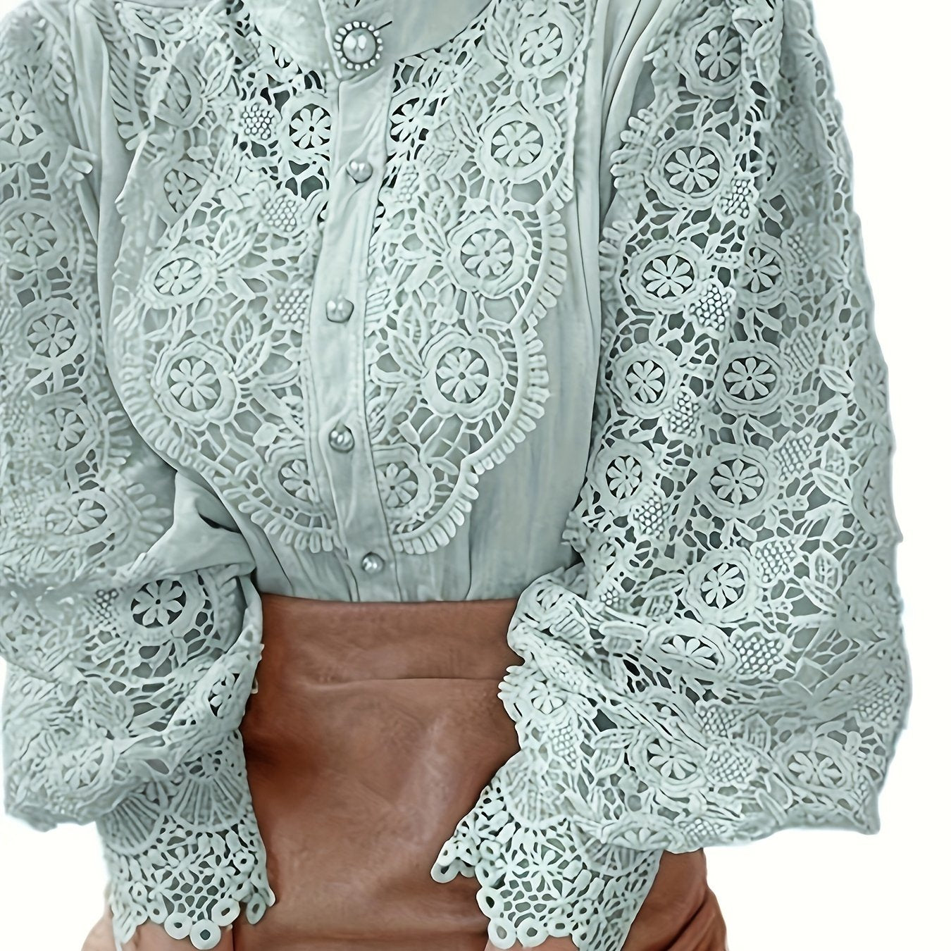 French Loose Chic Buttons, Heavy Lace, Cut-Out Floral Panels