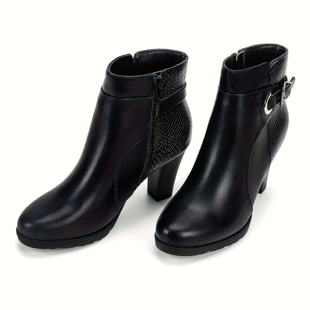 Black Elegant Chunky Heel Boots