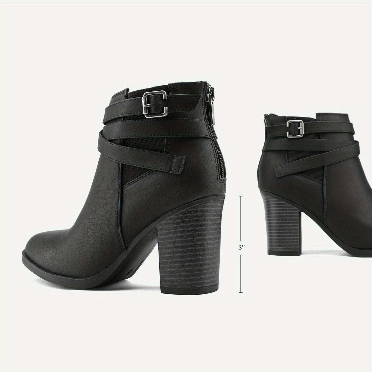 Women's Chunky High Heel Ankle Boots Close Toe Fall Heeled Booties Shoes, Autumn Winter Boots, fit spring, summer, autumn and winter