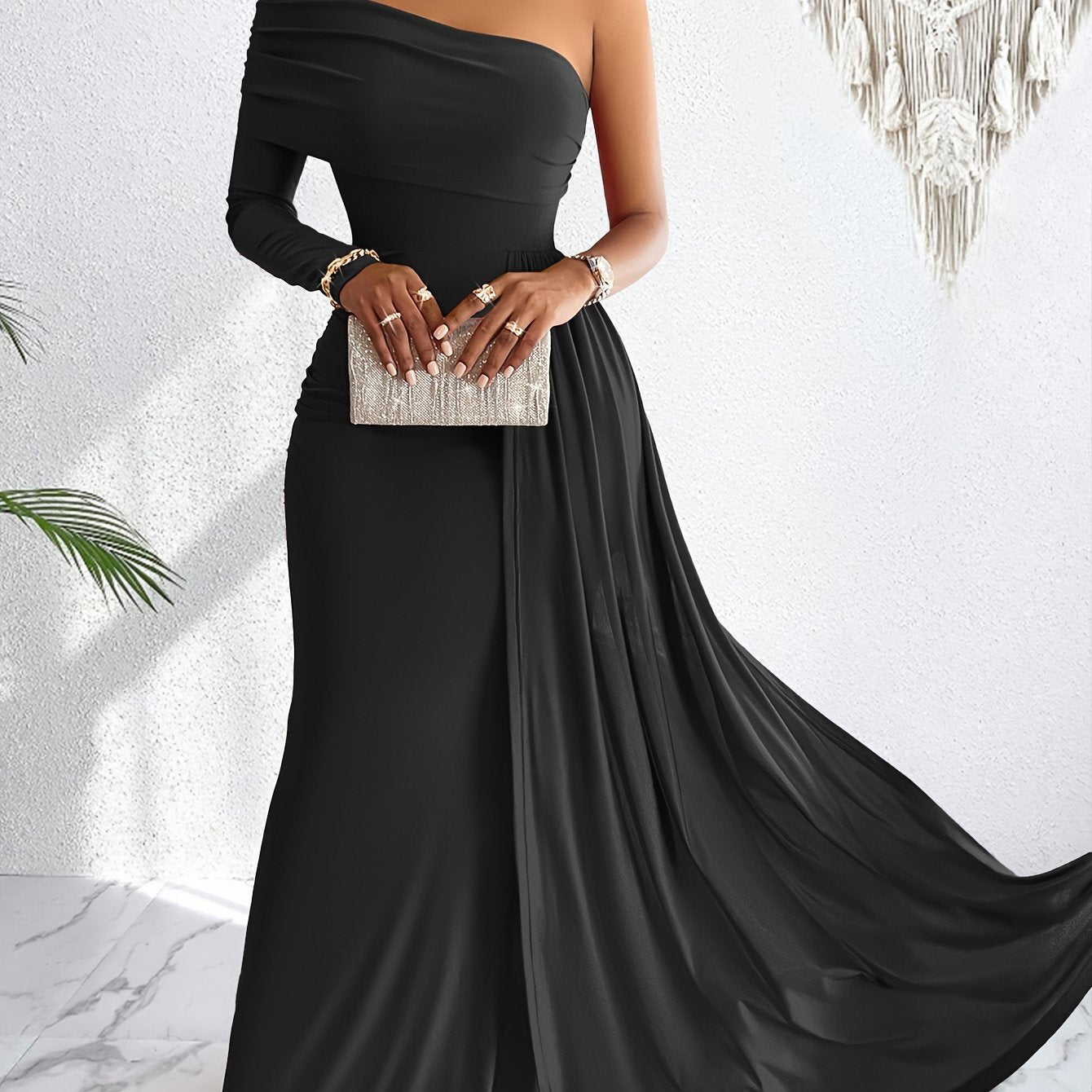 One-Shoulder Bodycon Swing Dress