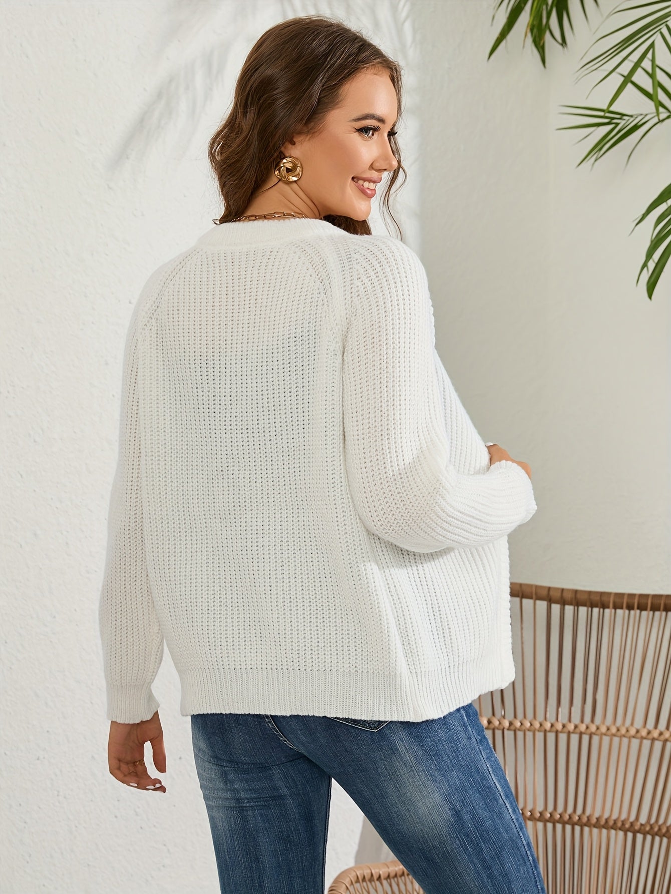 Women'S V-neck Green Khaki Knitted Sweater Long Sleeve Soft Knitted Cardigan Spring And Autumn Outerwear