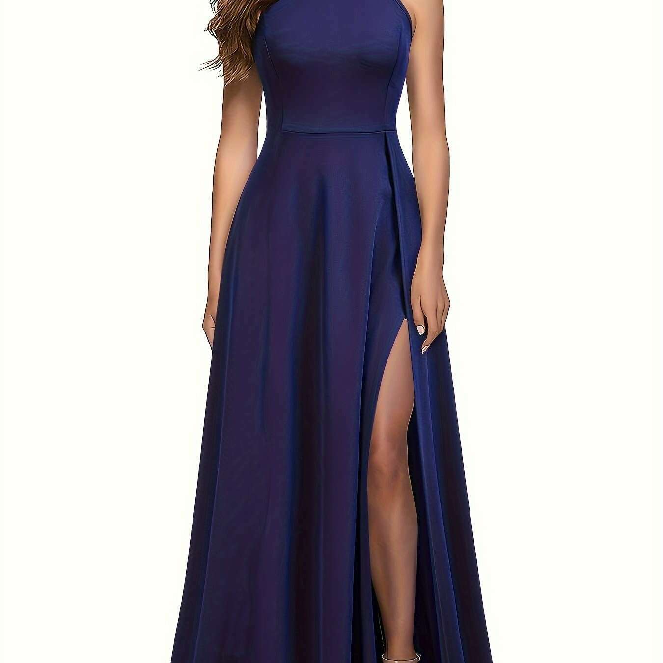 Solid Color Sleeveless Maxi Dress with Mock Neck & Split Detail - D&M Boutique
