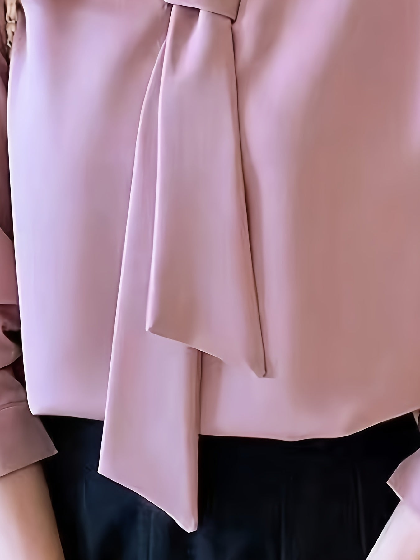 Solid Color Elegant Women's Long Sleeve Shirt with Bow Detail - Casual Chic Blouse for Casual Attire, All-Season Versatile Top, Ladies Blouses
