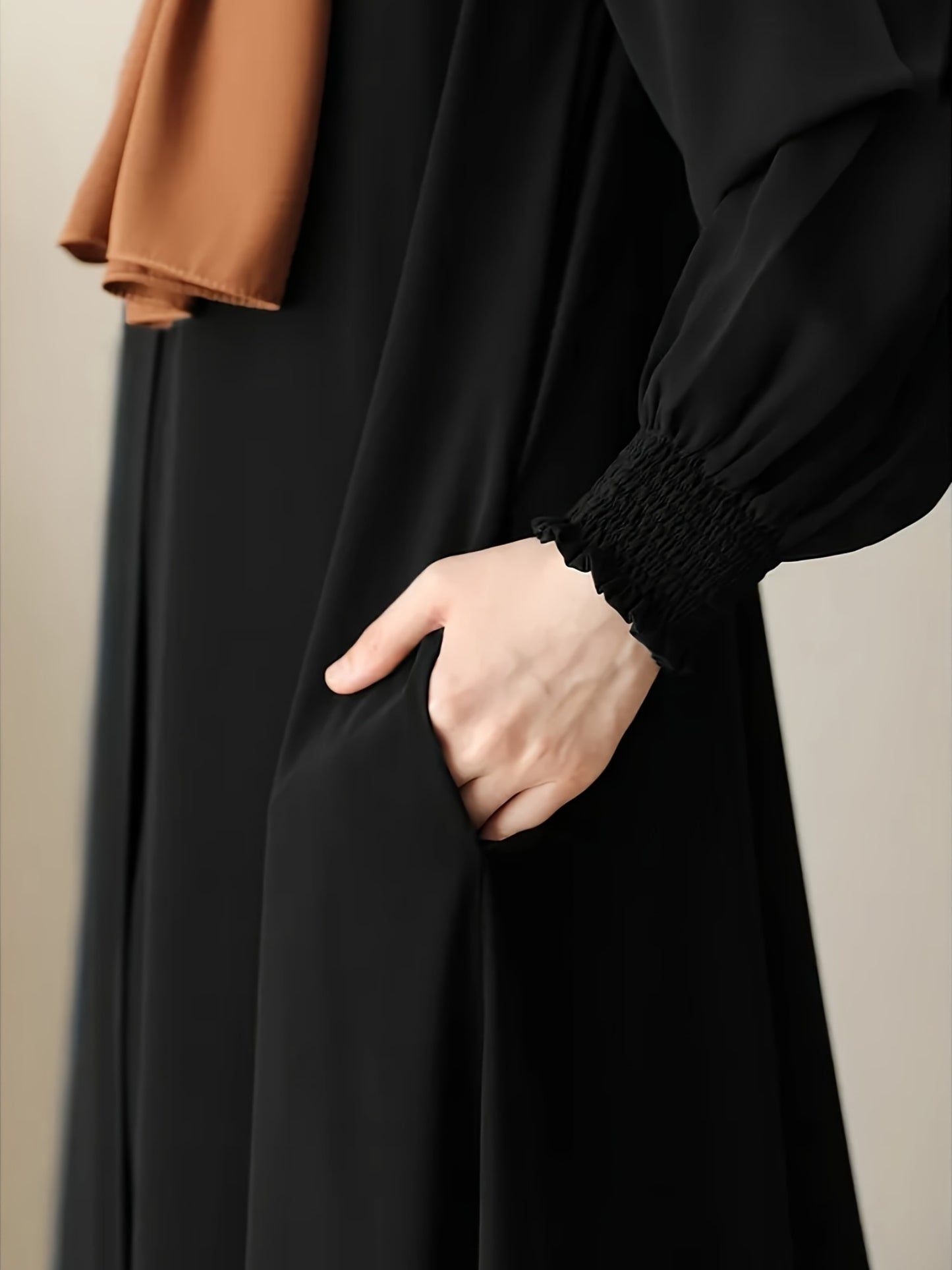 Middle Eastern Muslim Comfortable Solid Color Robe 8358