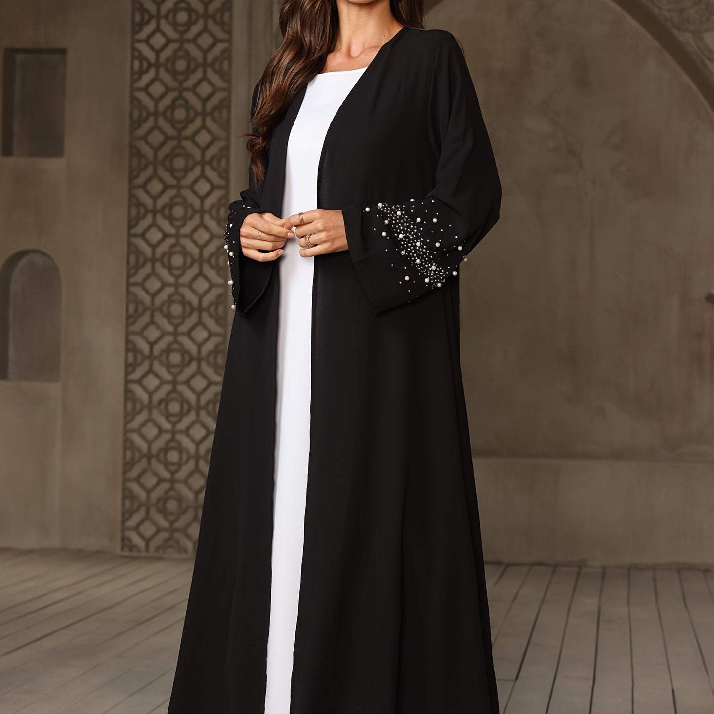 Women's Elegant Islamic Abaya Robe - Long Muslim Wedding & Everyday Prayer Dress with Headscarf, Formal/Informal Islamic Clothing, Non-Transparent Full Coverage, Hand Washable Religious Attire, Muslim Dress, Formal Event Atti