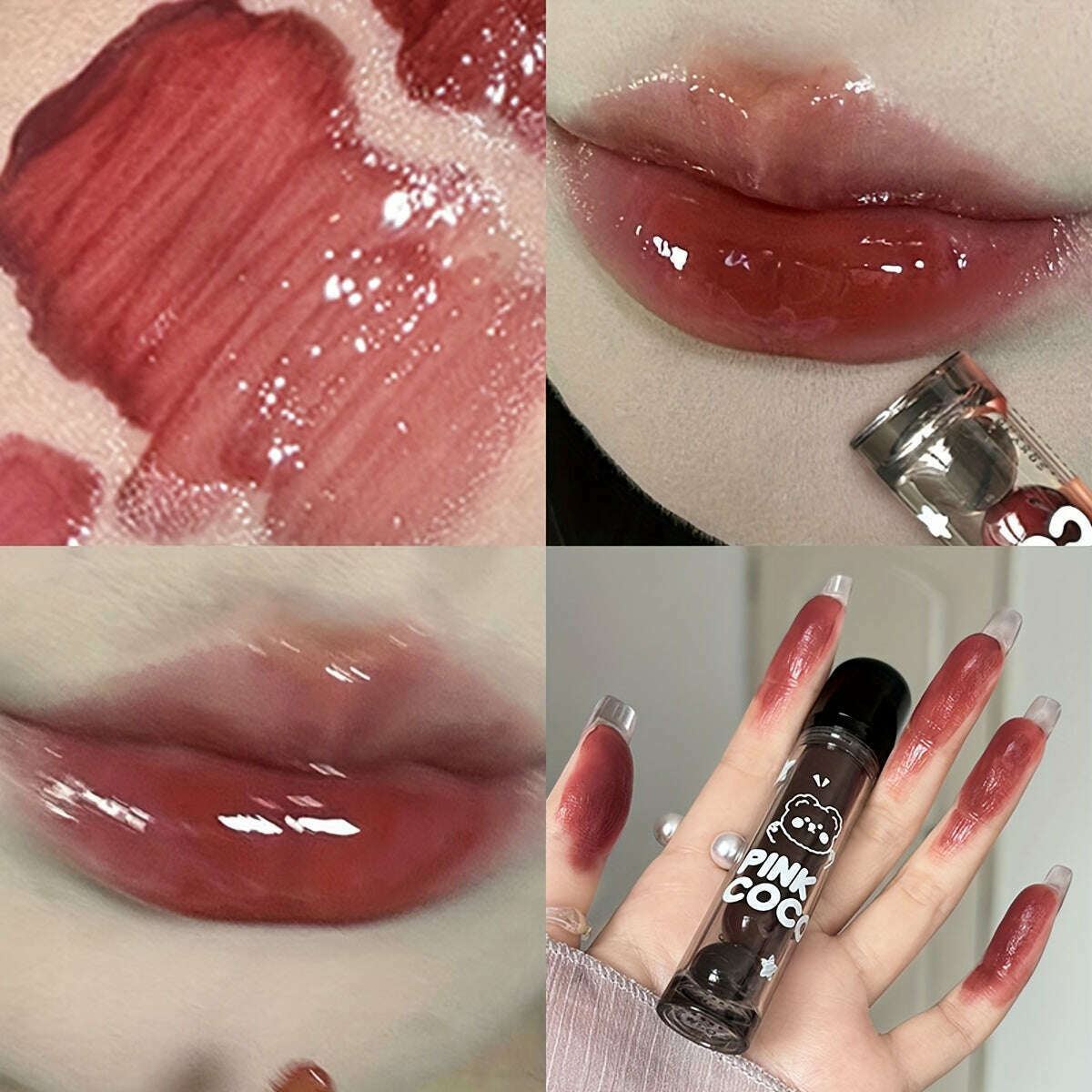 Bear Dudu Mirror Lip Glaze: Non-Fading, Whitening, Glossy Finish