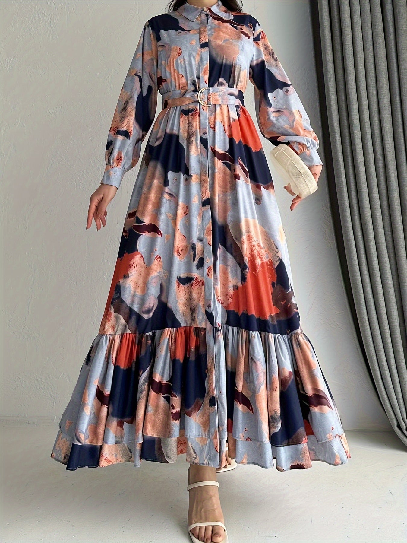Women's Middle Eastern Muslim Temperament Printed Long Dress