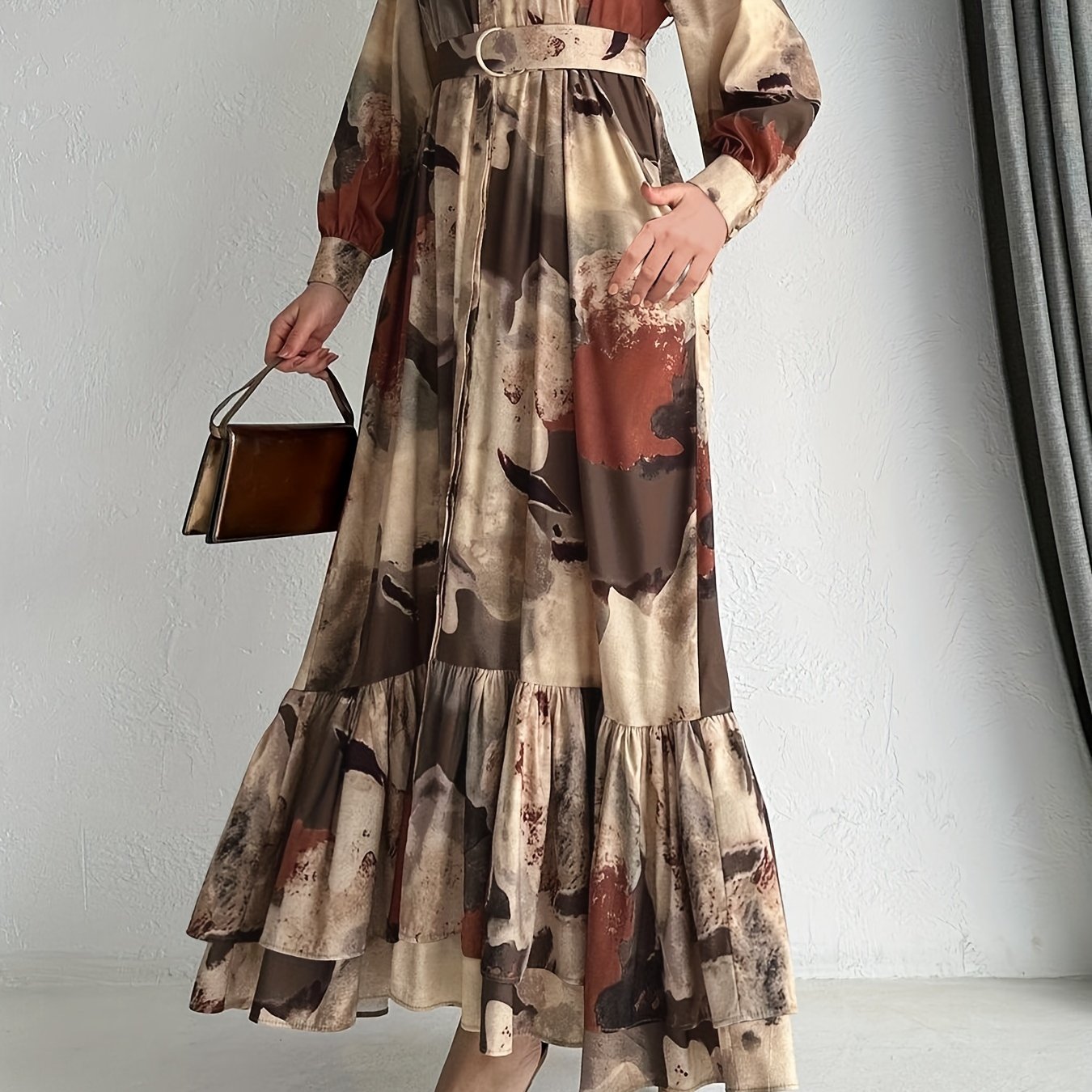 Women's Middle Eastern Muslim Temperament Printed Long Dress
