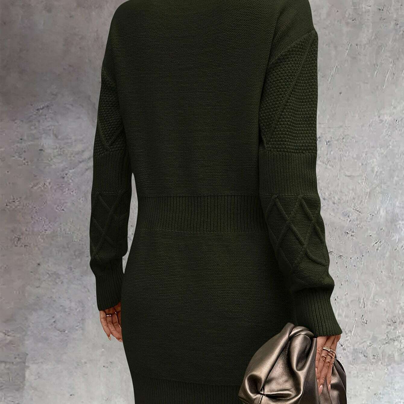 Oversized Chunky Ribbed Knit Sweater Dress for Women - D&M Boutique