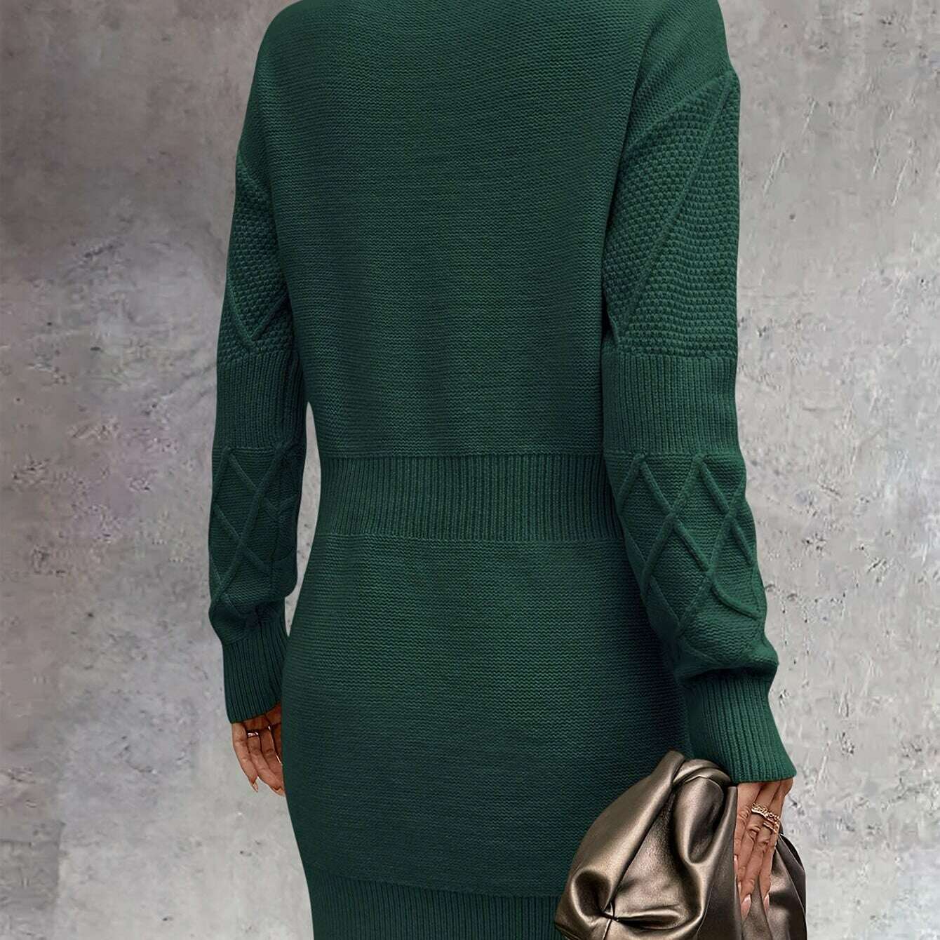 Oversized Chunky Ribbed Knit Sweater Dress for Women - D&M Boutique