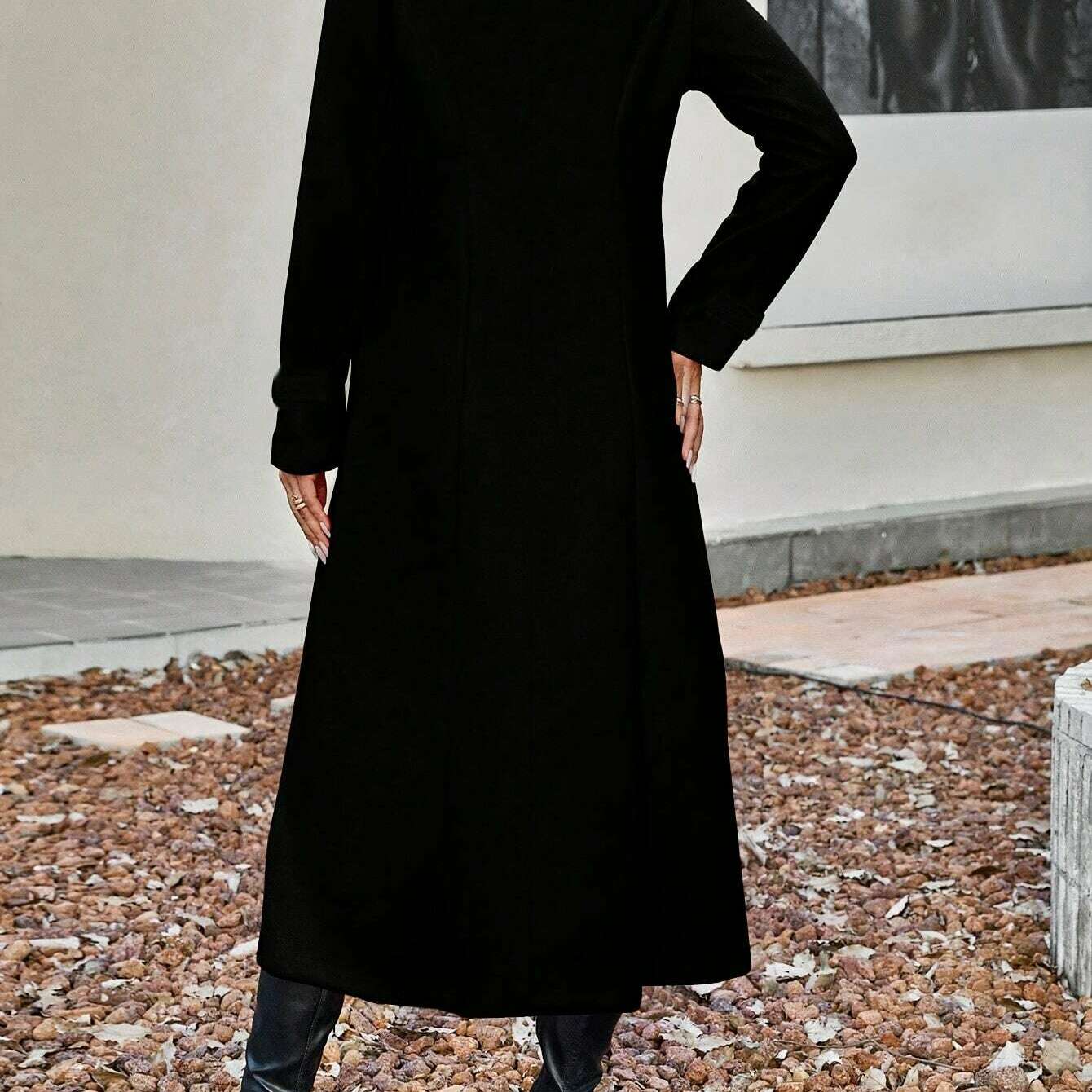 Mid-Length Double-Breasted Elegant Overcoat for Women