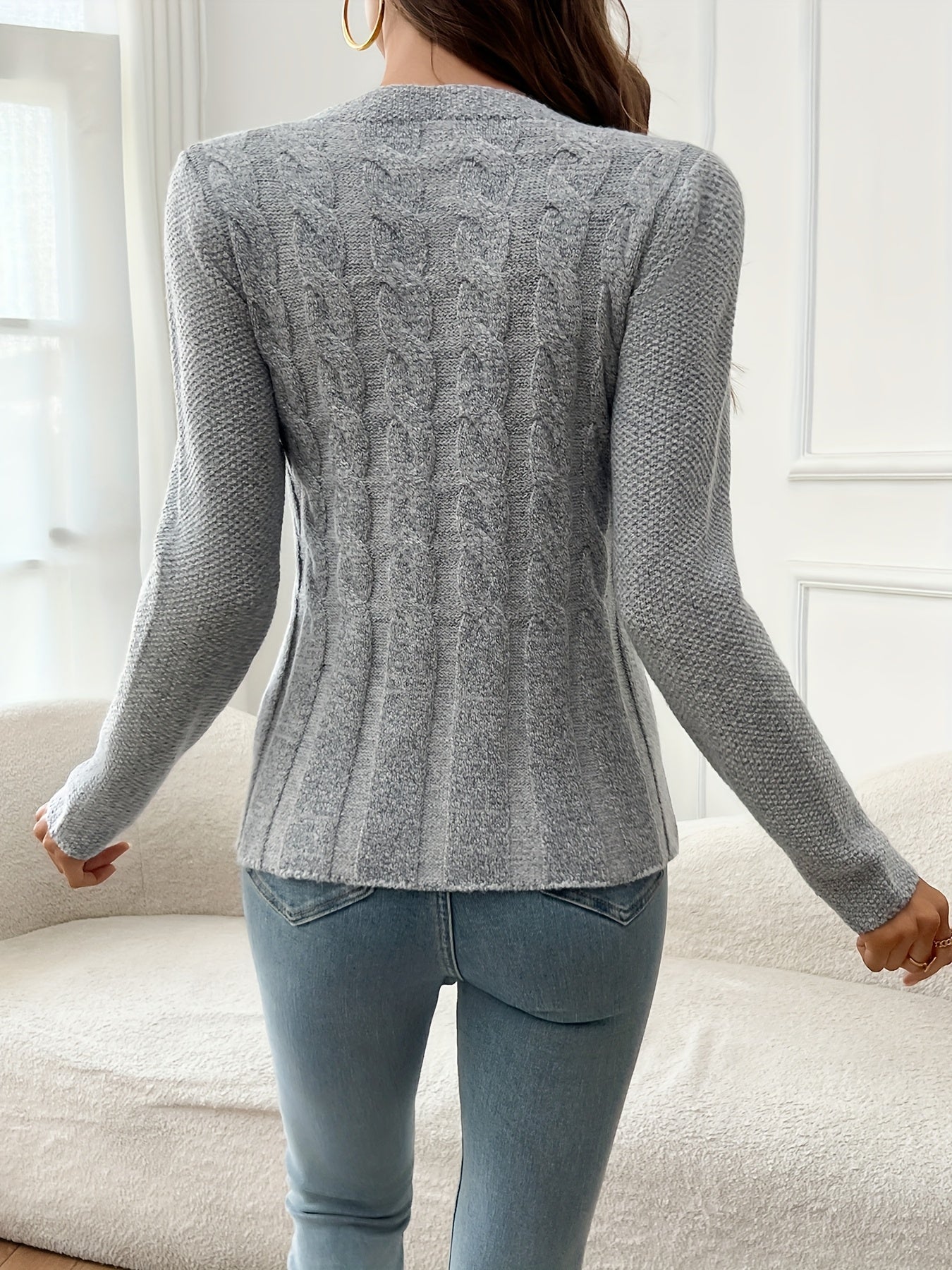 LUNE Front Button Cardigan – Casual Long Sleeve