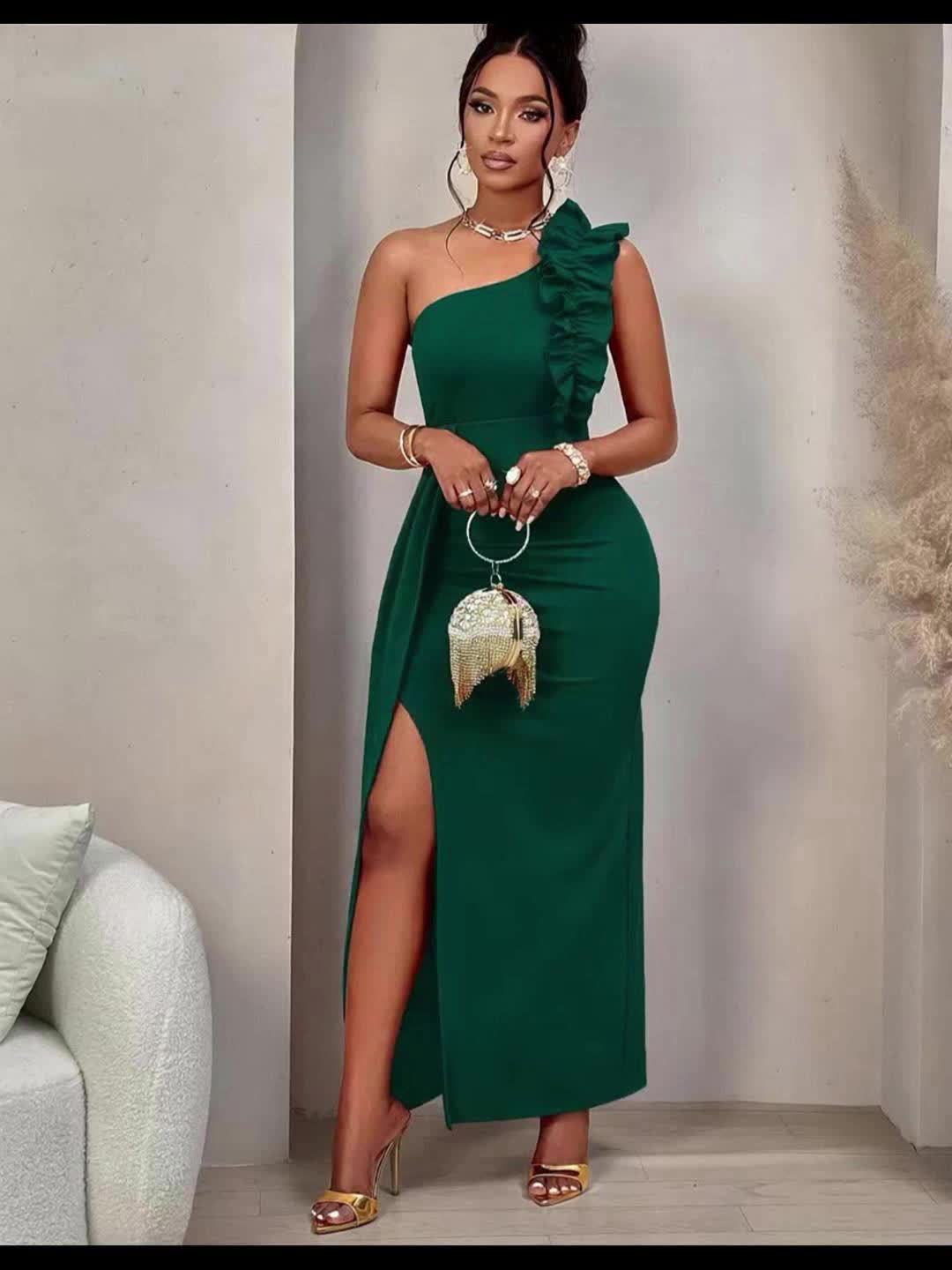 Women'S Elegant Formal Party dress - Sleeveless One-Shoulder Evening gown, Bodycon Fit with Asymmetric Neckline, Red Formal event dress for Women - Perfect for Valentine's, Galas, Proms, Weddings - Sophisticated Party Outfit,