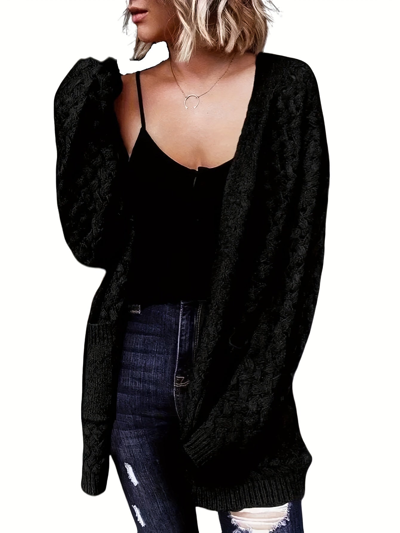 Cozy Longline Cardigan – Women's Casual Open Front Button-Up Sweater