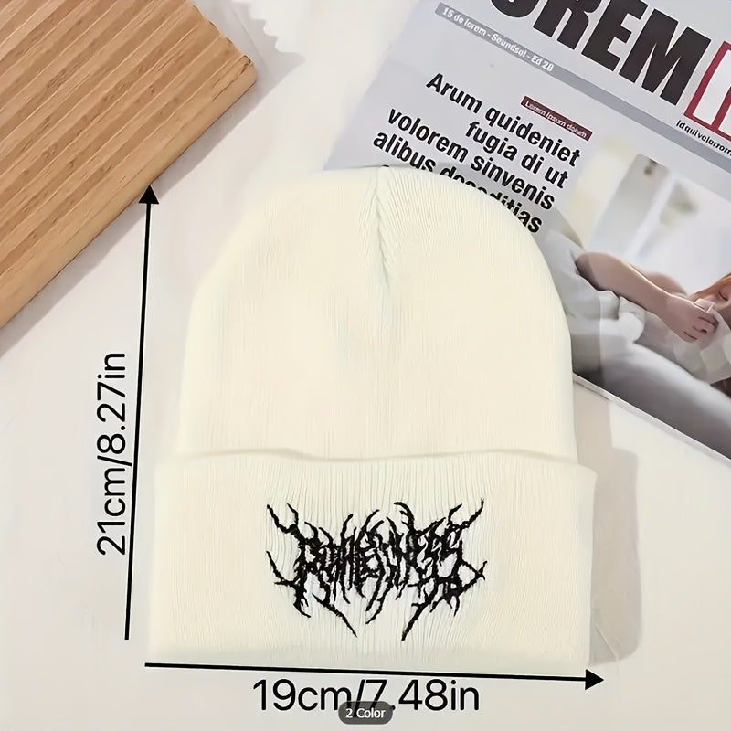 2-Pack Gothic Embroidery Beanie – Unisex Winter Cap