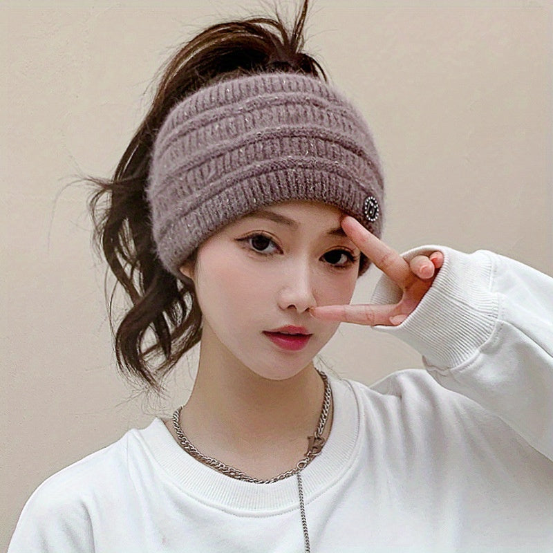 Women’s Winter Hat – Stretchy Open-Top Beanie