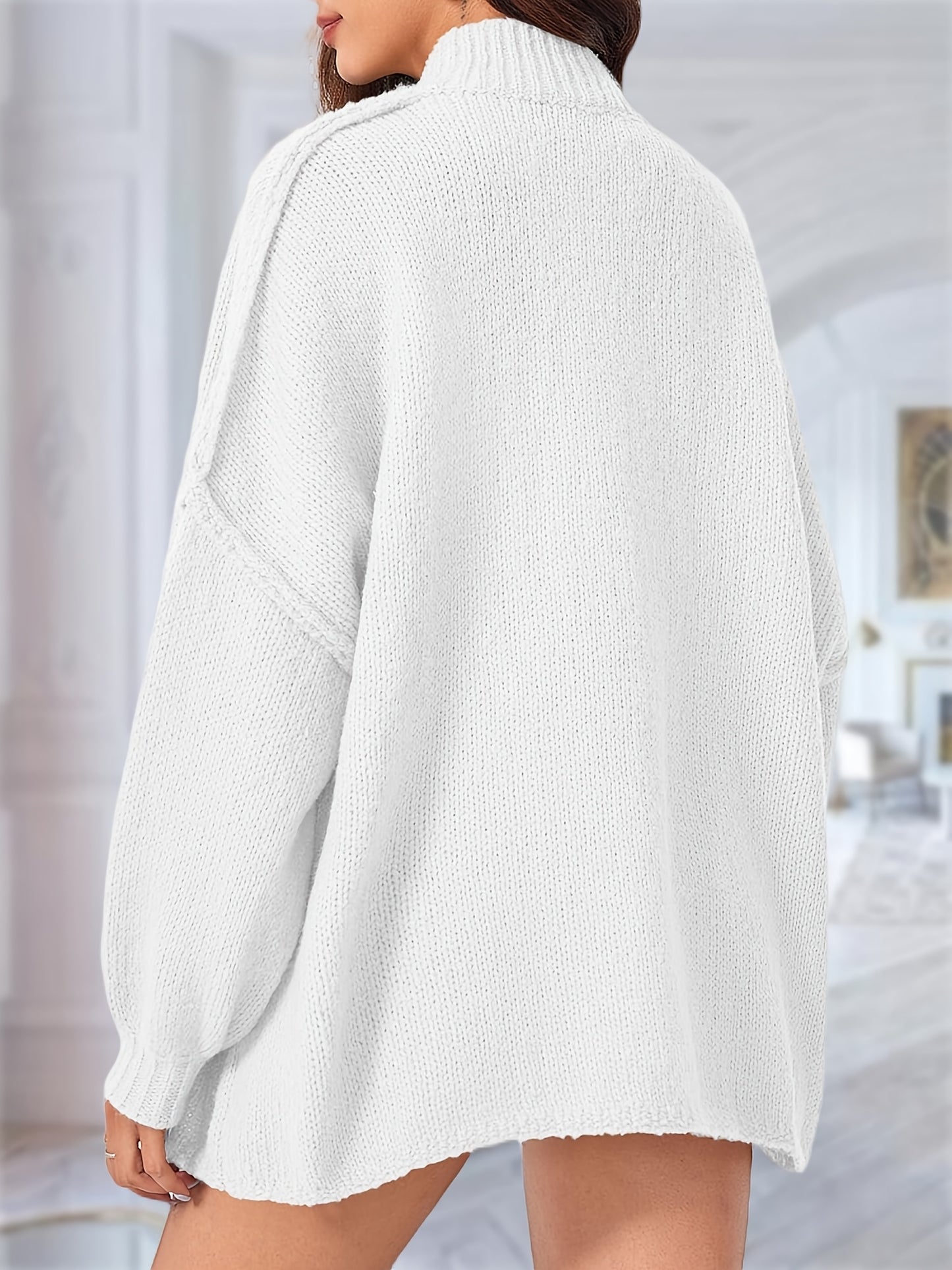 Women'S Fall Oversized Cardigan, Button Chunky Knit With Long Lantern Sleeves – Cozy Sweater Coat