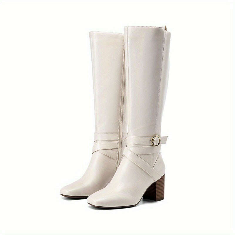 Knee High Block Heel Riding Boots