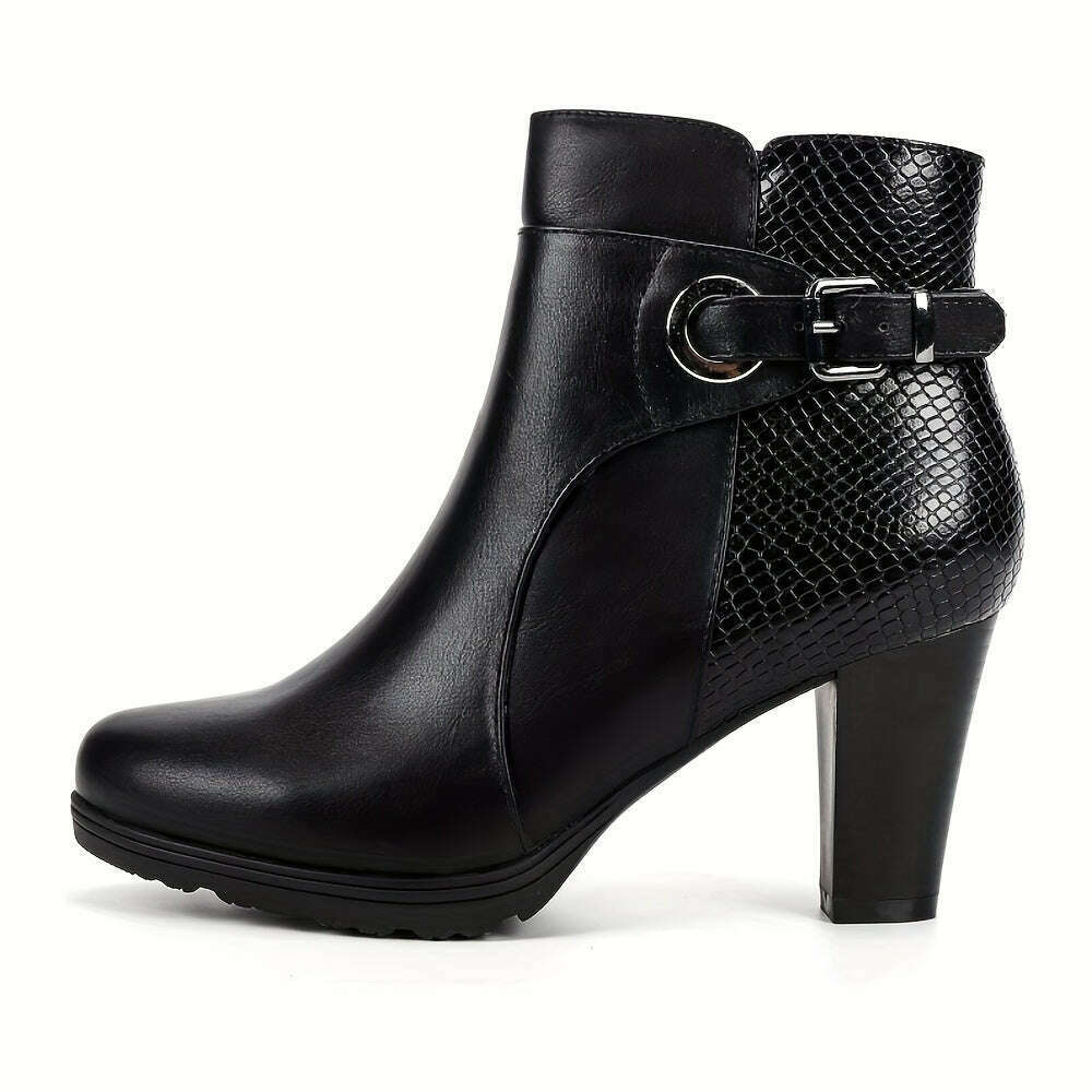 Black Elegant Chunky Heel Boots