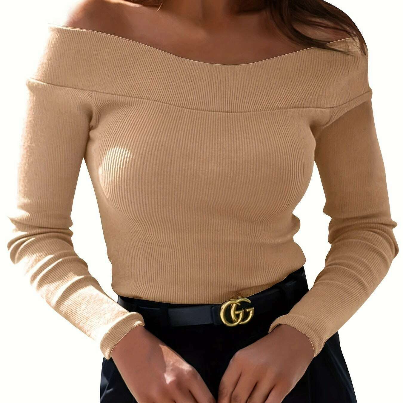 Elegant Off-Shoulder Slim Fit Long Sleeve Women's Top