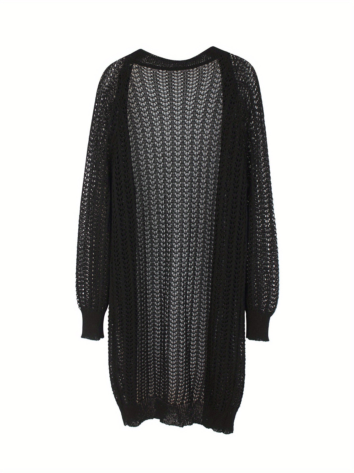 Women's Lightweight Openwork Cardigan - Semi-Sheer Long Sleeve Sweater Coat, Loose Fit Beach to Everyday Outfits - Easy Care Hand Washable Outerwear for Women, Autumn Wear, Boho Chic, Delicate Weave, Sheer Top, Fashion Lovers