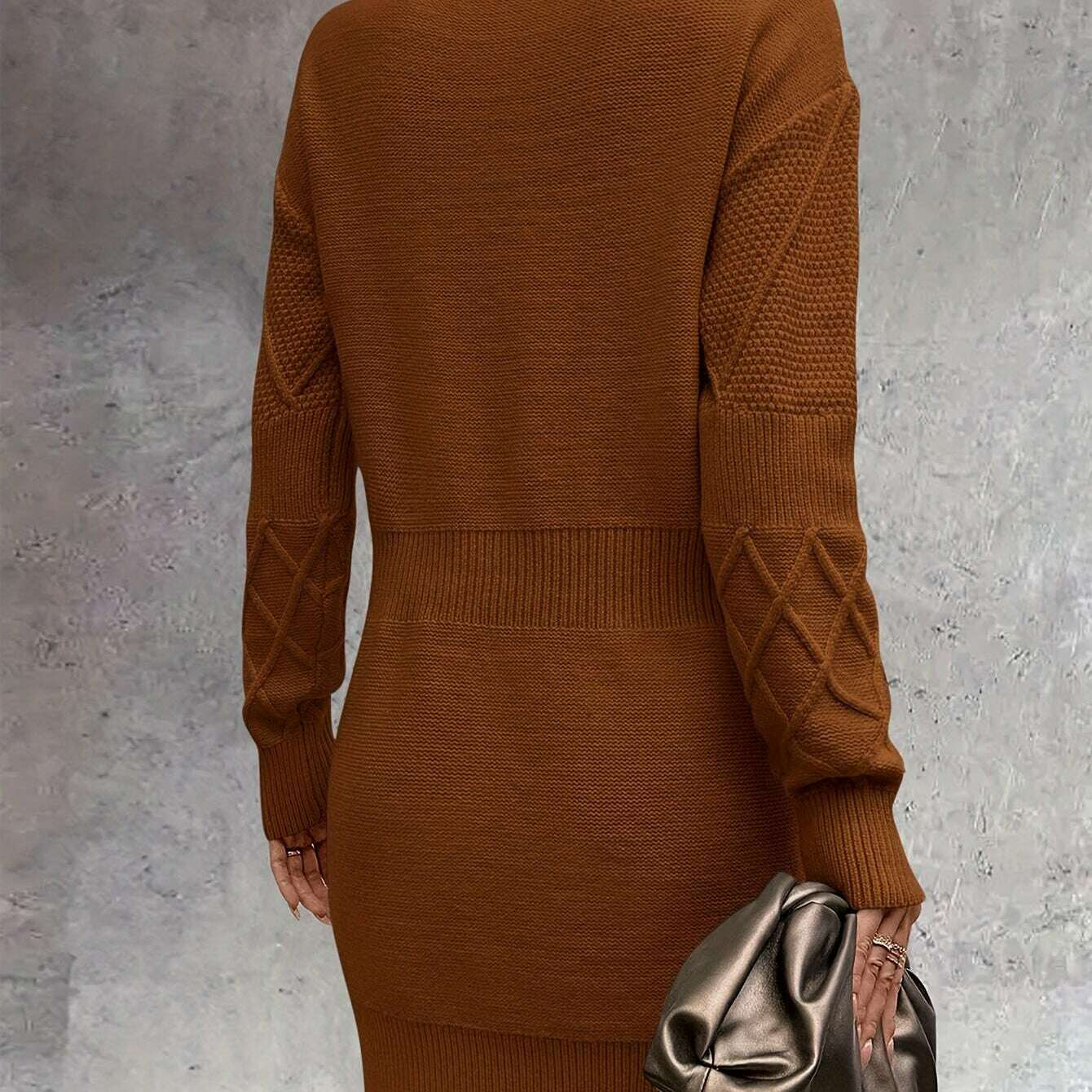 Oversized Chunky Ribbed Knit Sweater Dress for Women - D&M Boutique