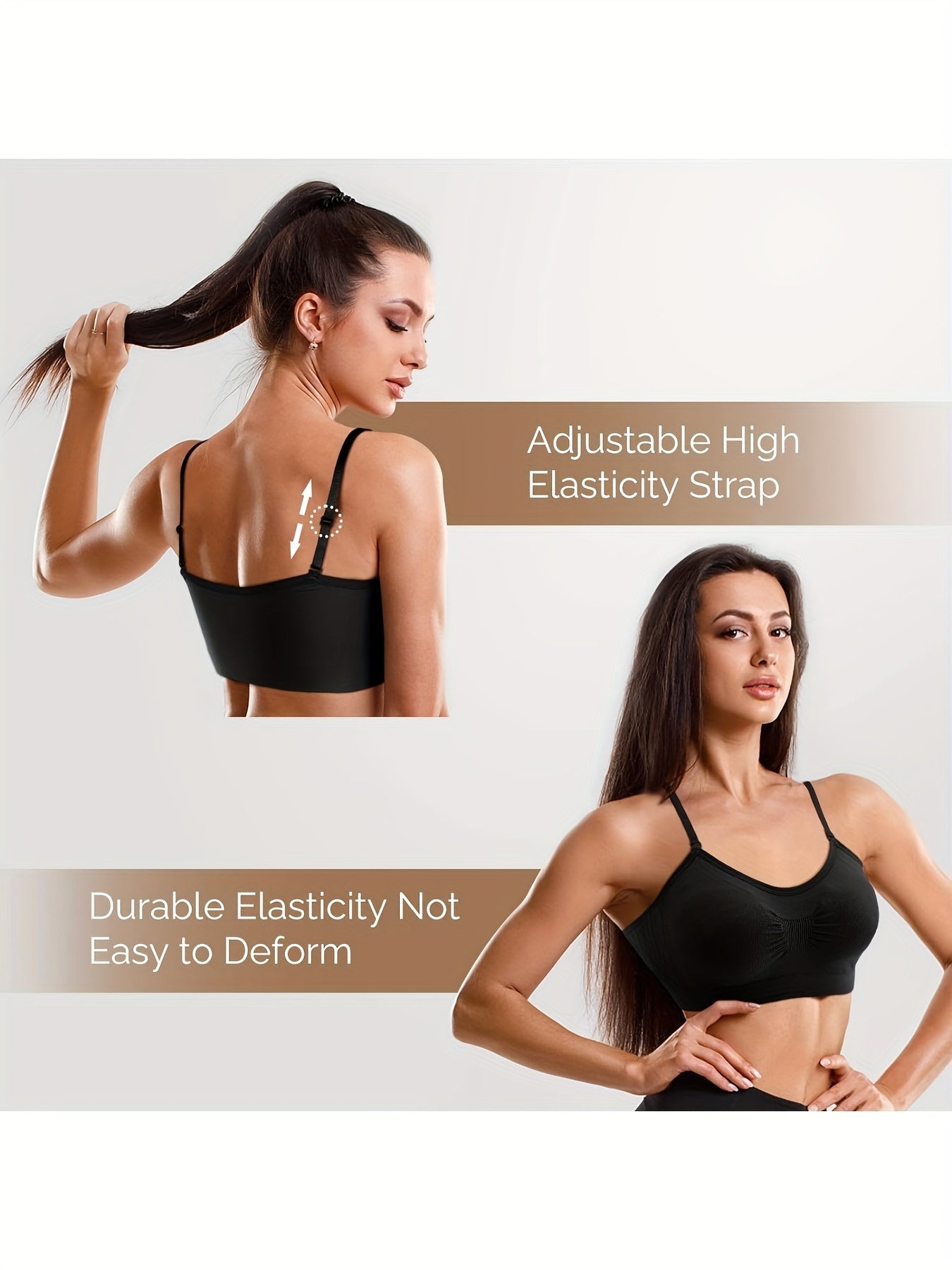 4pcs V Neck Padded Bralette Cami Bra Wireless Tank Top Bra Sports Bra with Adjustable Straps