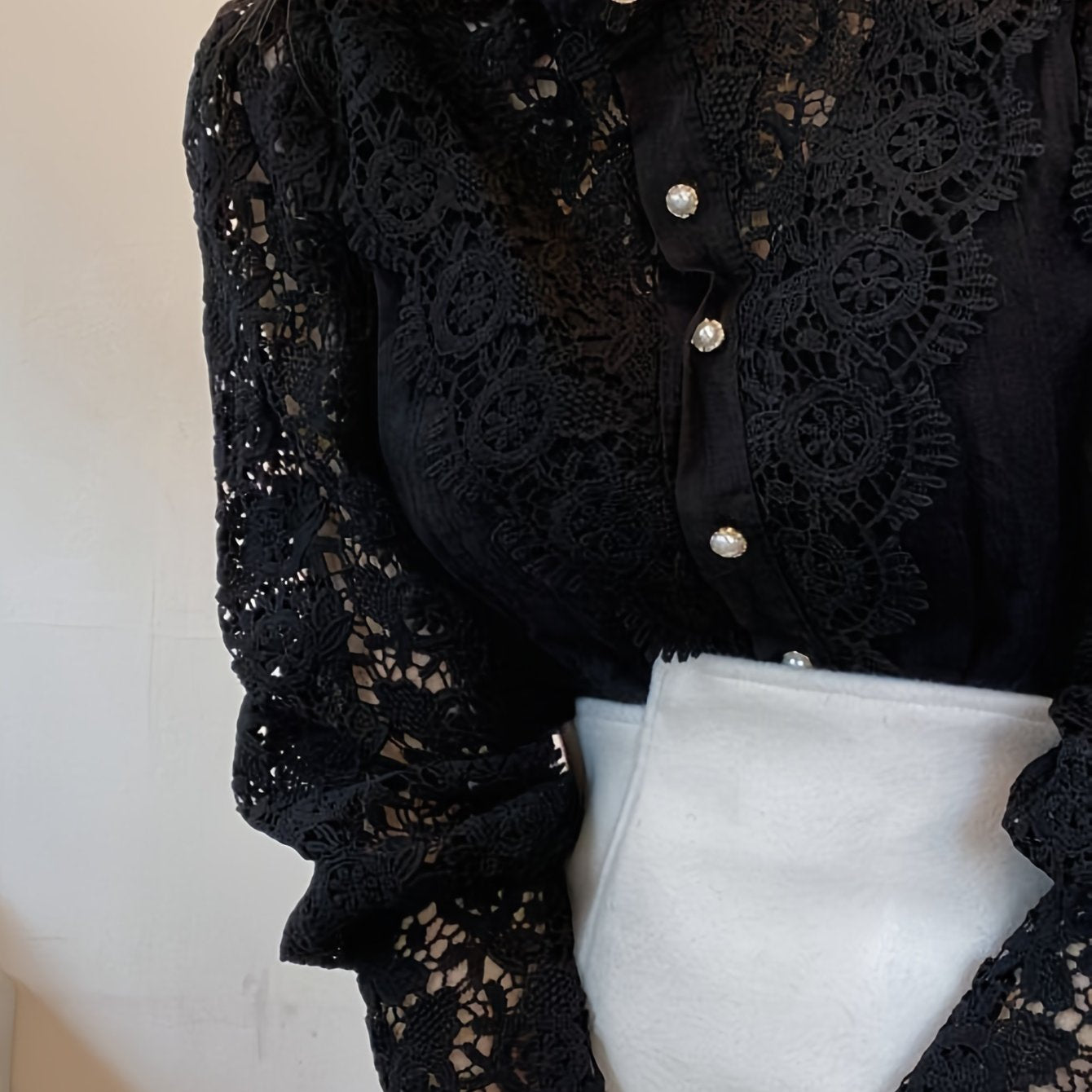 French Loose Chic Buttons, Heavy Lace, Cut-Out Floral Panels